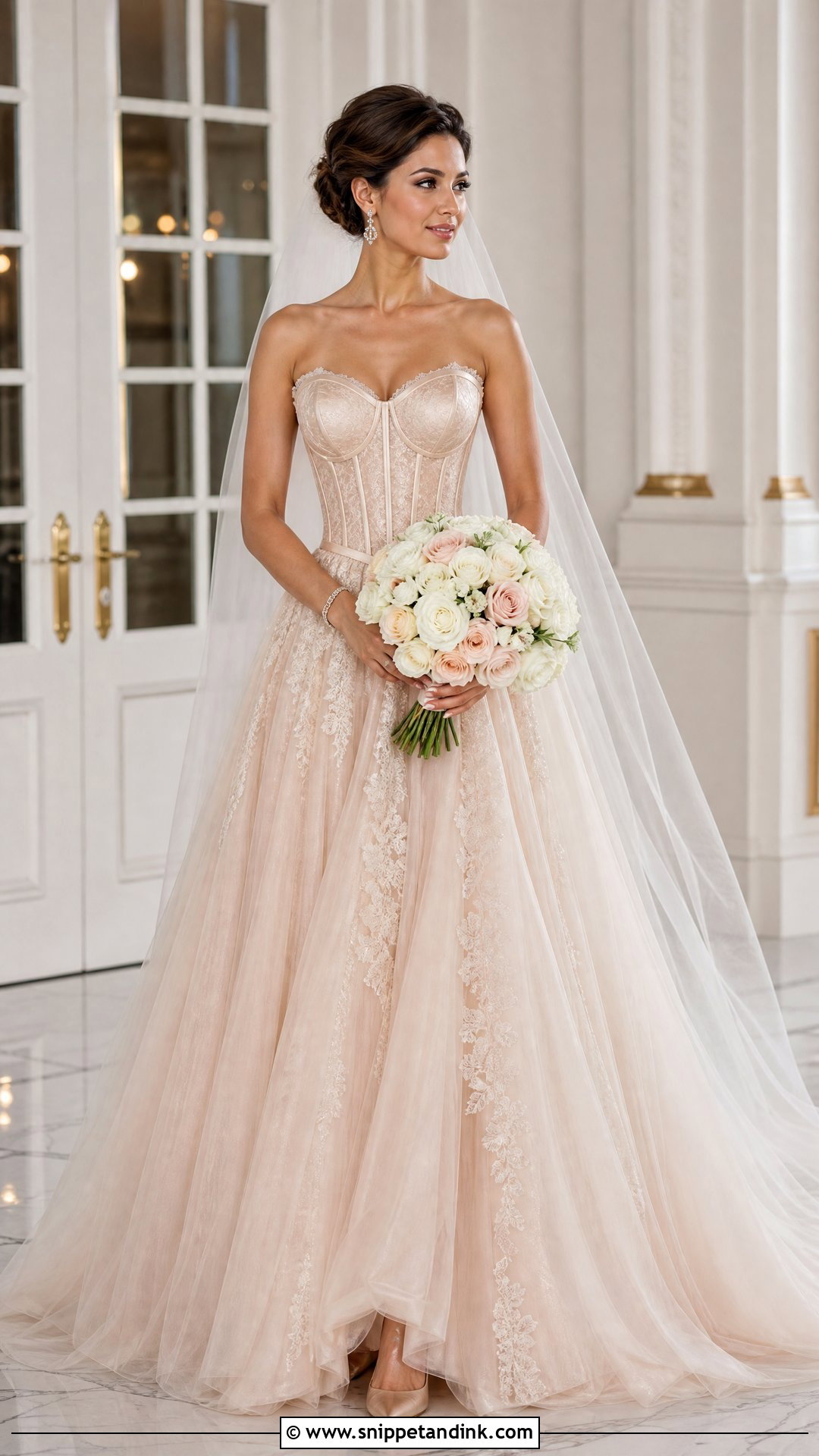 Rose Gold Corset Wedding Gown - Snippet and Ink - 20 Rose Gold Wedding Gown Ideas