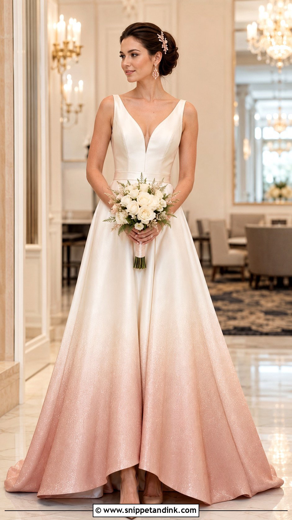 Rose Gold Dip Dye Wedding Dress - Snippet and Ink - 20 Dip Dye Wedding Dress Ideas