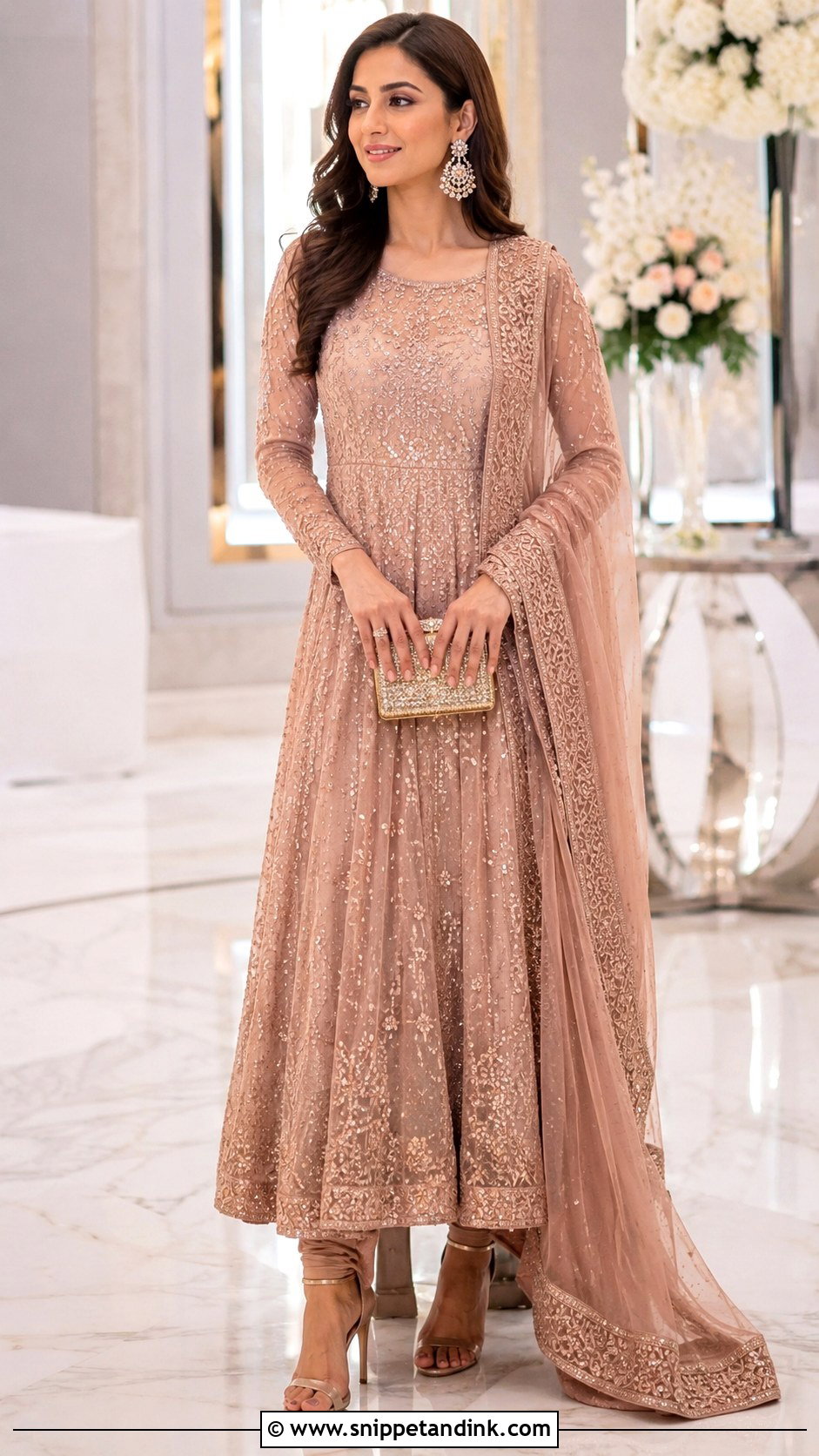 Rose Gold Embellished Anarkali Suit - Snippet and Ink - 20 Anarkali Suit for Wedding Ideas