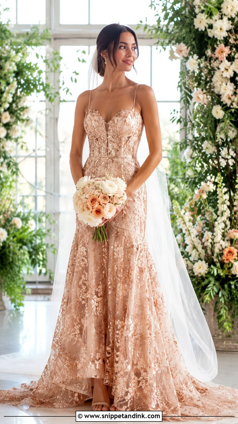 Rose Gold Embroidered Wedding Dress - Snippet and Ink - 25 Rose Gold Wedding Dress Ideas