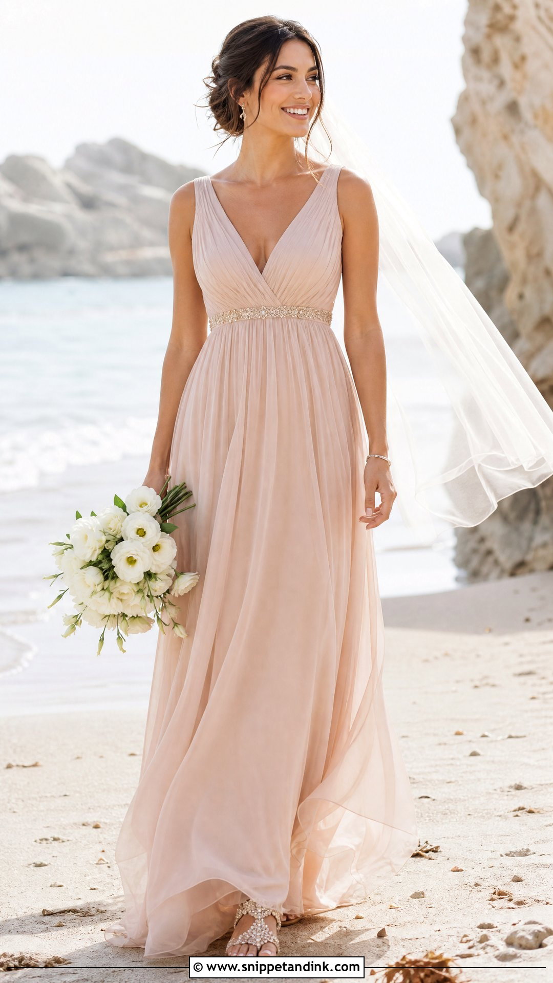 Rose Gold Empire Waist Wedding Gown - Snippet and Ink - 20 Rose Gold Wedding Gown Ideas