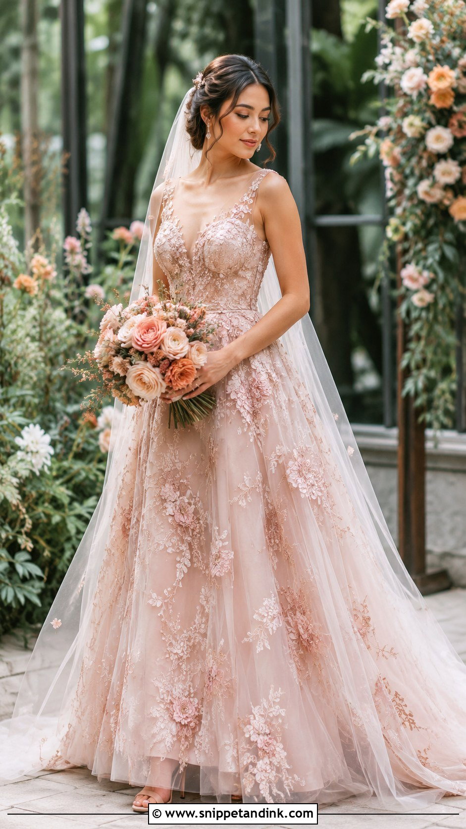 Rose Gold Floral Wedding Dress - Snippet and Ink - 25 Rose Gold Wedding Dress Ideas