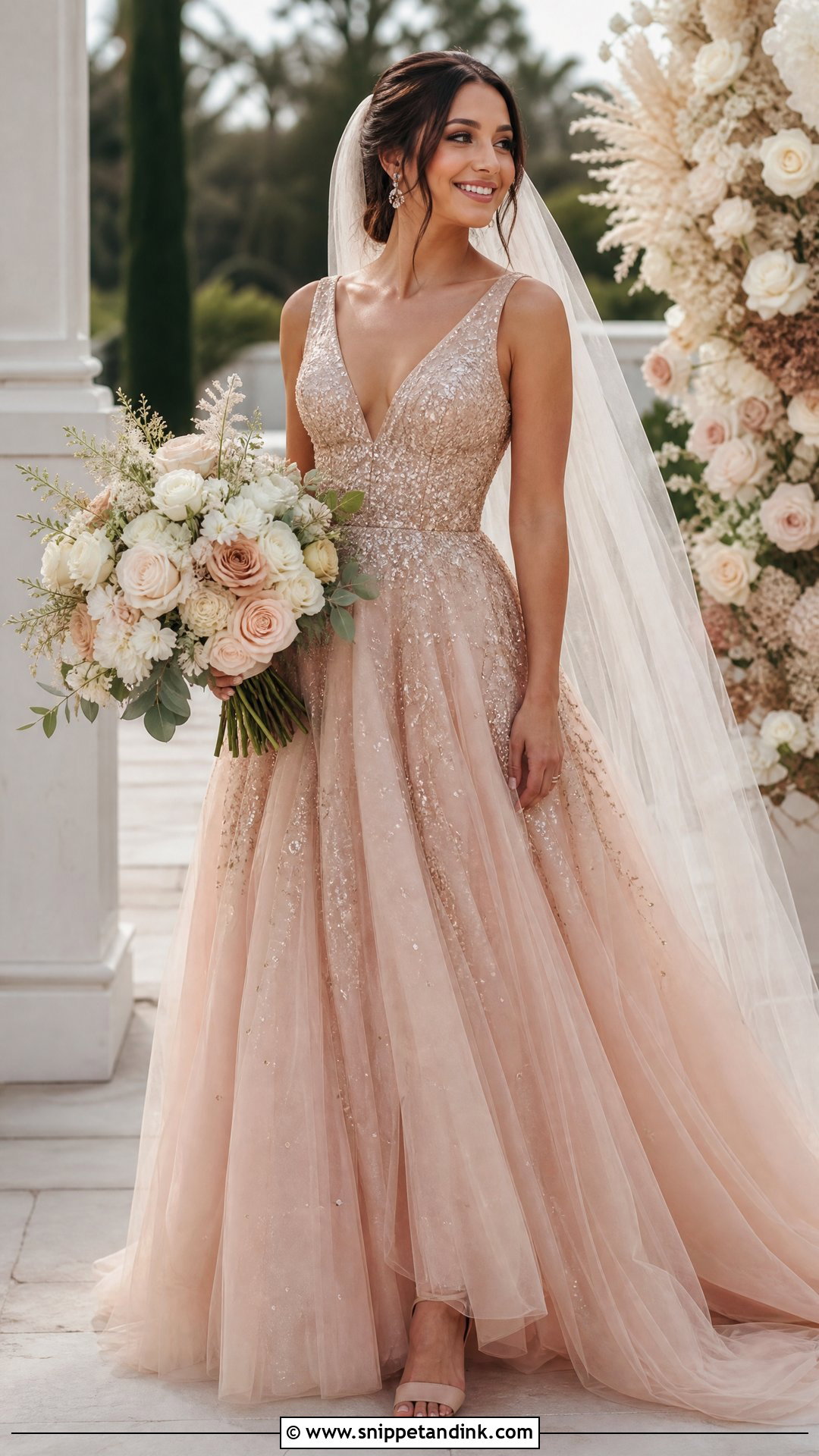 Rose Gold Glitter Wedding Dress - Snippet and Ink - 25 Glittery Wedding Dresses