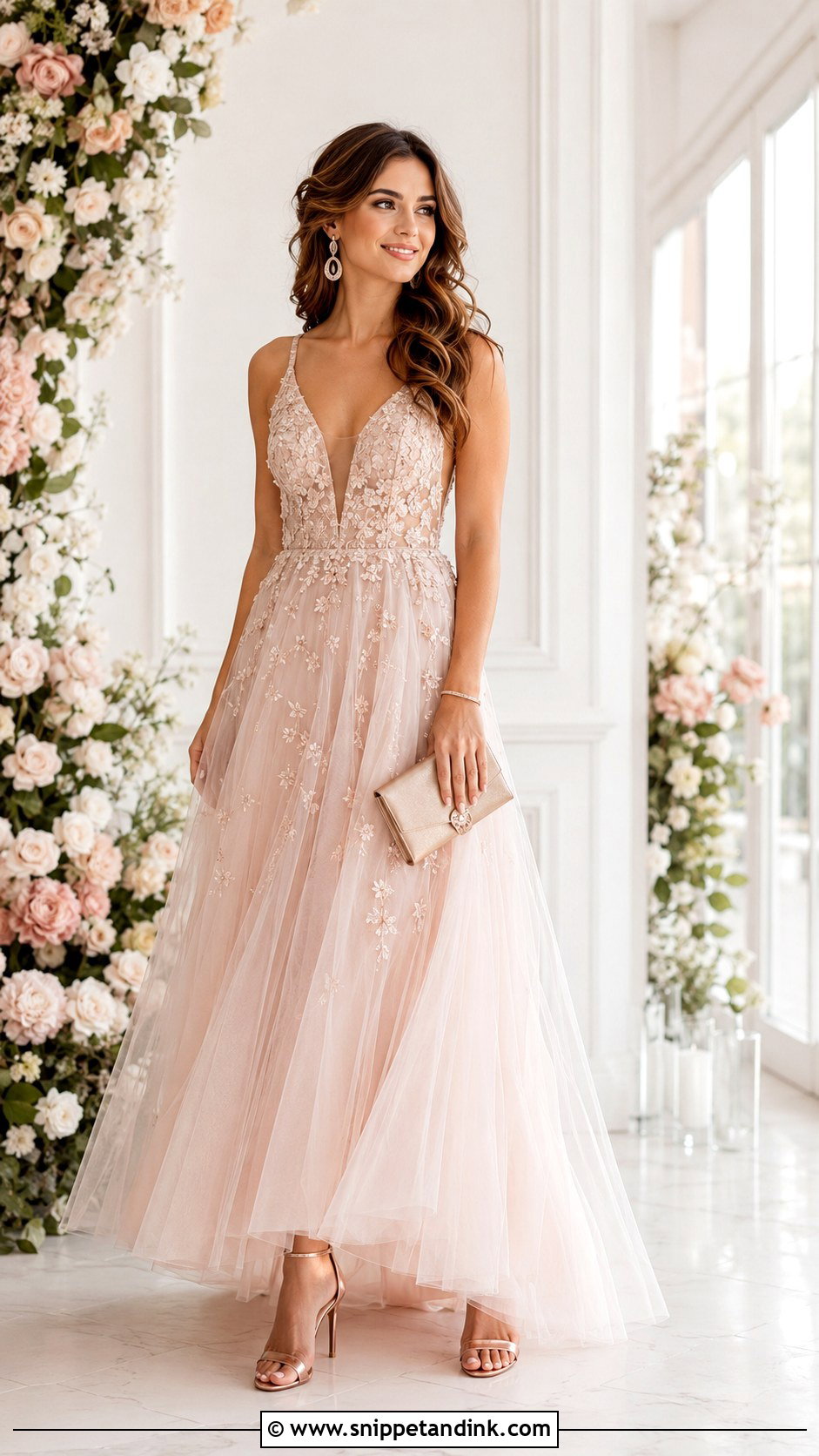 Rose Gold Heels With Blush Bride Outfit - Snippet and Ink - 20 Heels Bride Ideas