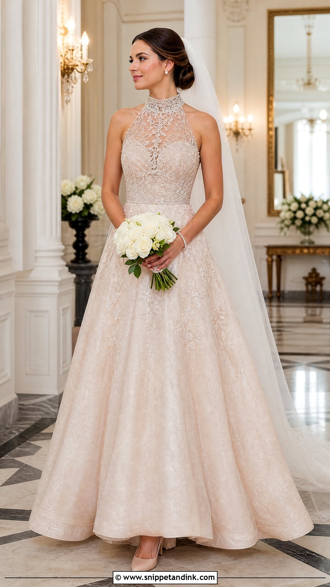 Rose Gold High Neck Wedding Dress - Snippet and Ink - 20 Rose Gold Wedding Dress the Bride Ideas