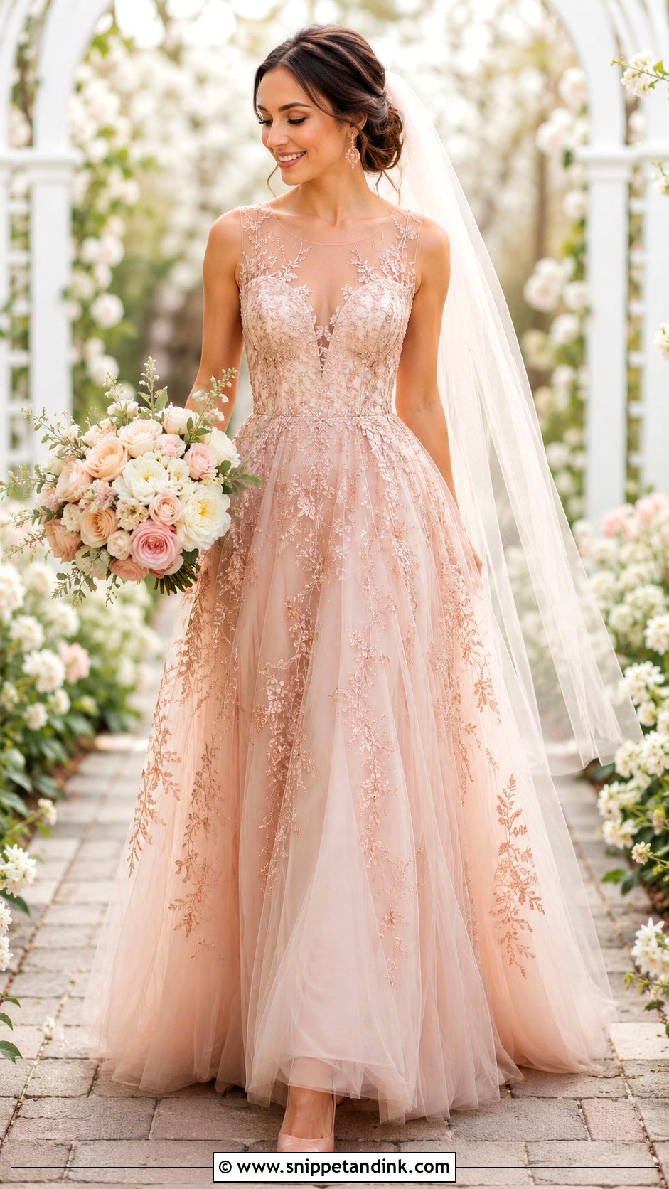 Rose Gold Lace Wedding Dress - Snippet and Ink - 20 Gold Lace Wedding Dress Ideas