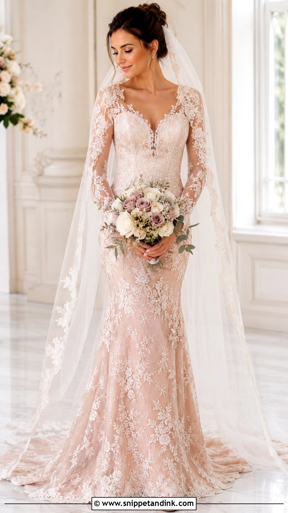 Rose Gold Lace Wedding Dress - Snippet and Ink - 25 Rose Gold Wedding Dress Ideas