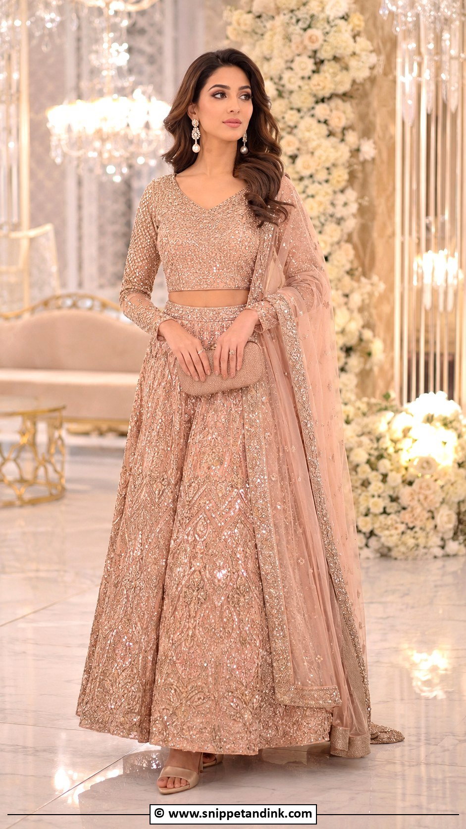 Rose Gold Lehenga Barat Dress - Snippet and Ink - 30 Barat Dresses Pakistani for Sisters