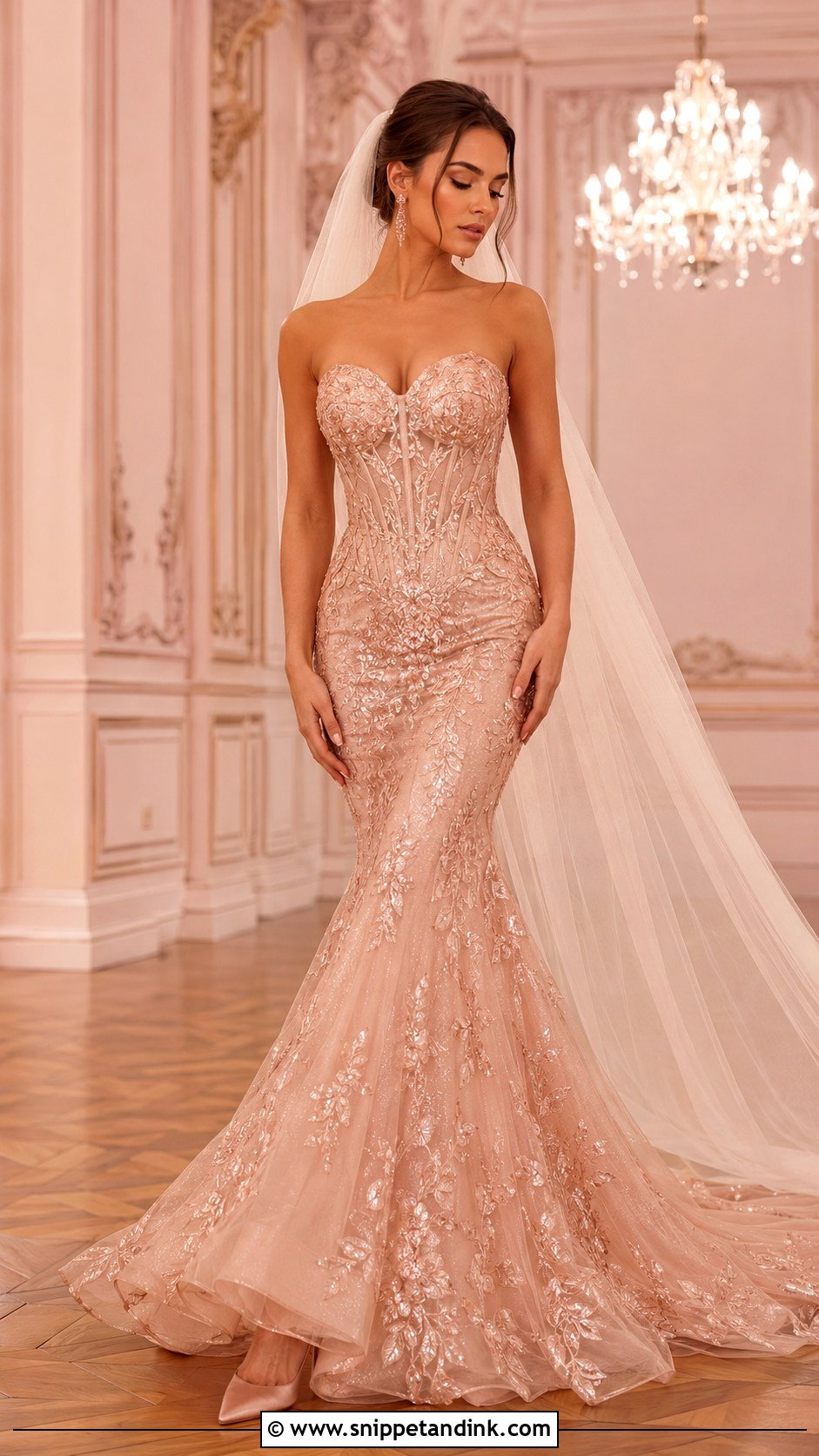 Rose Gold Mermaid Wedding Dress - Snippet and Ink - 20 Long Classy Gold Wedding Dress Ideas