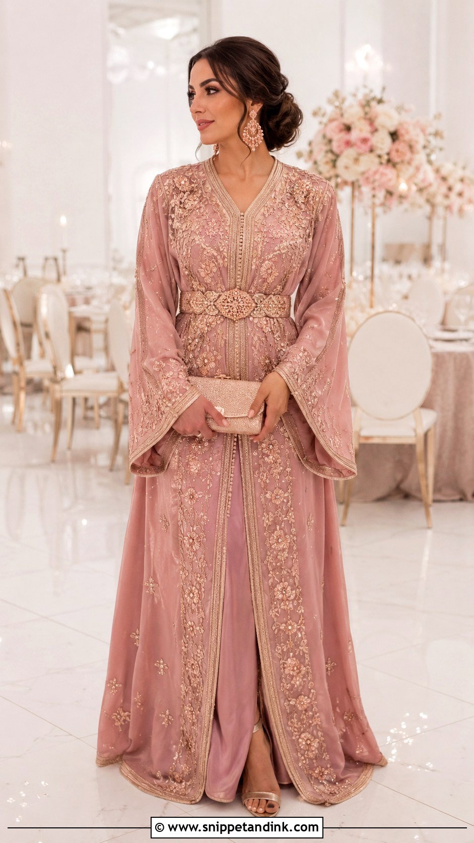 Rose Gold Moroccan Wedding Caftan - Snippet and Ink - 20 Morocco Wedding Dress Ideas