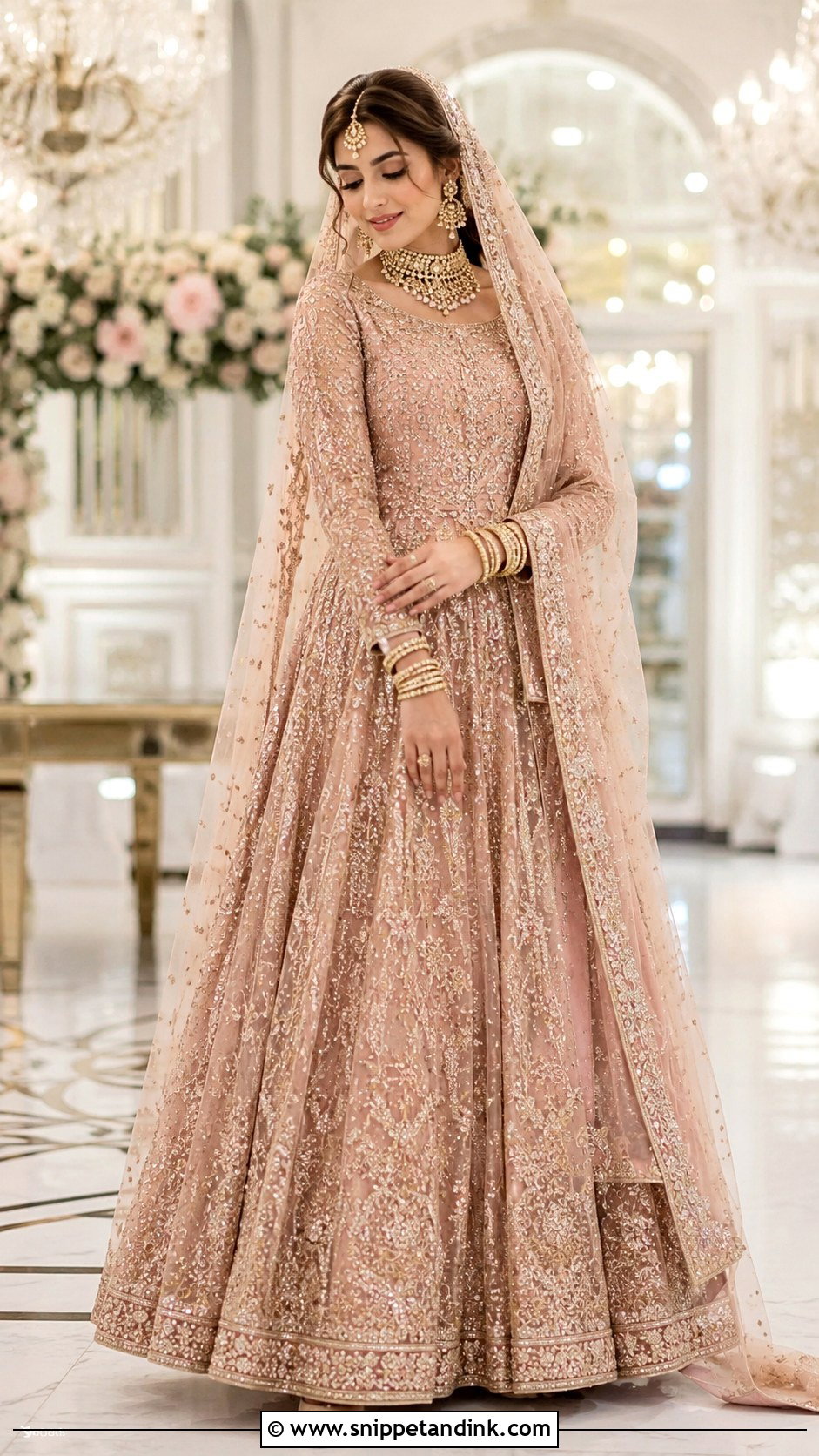 Rose Gold Nikah Lehenga Dress - Snippet and Ink - 25 Nikah Dress Pakistani Brides Ideas