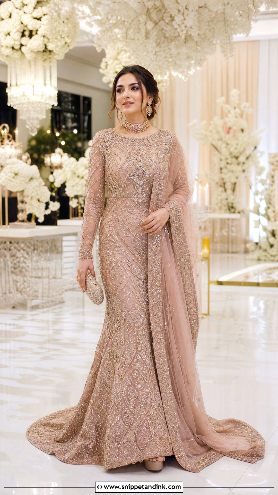 Rose Gold Pakistani Bridal Walima Maxi - Snippet and Ink - 20 Pakistani Bridal Walima Maxi Ideas