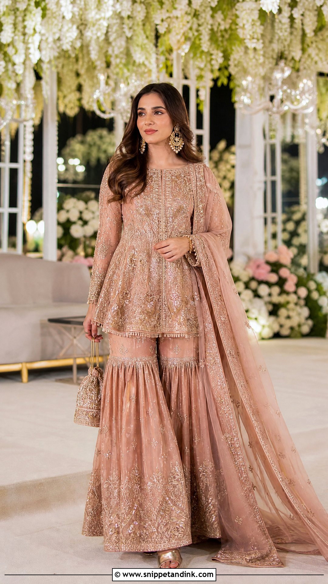 Rose Gold Pakistani Wedding Peplum Sharara - Snippet and Ink - 25 Simple Pakistani Wedding Dress Ideas