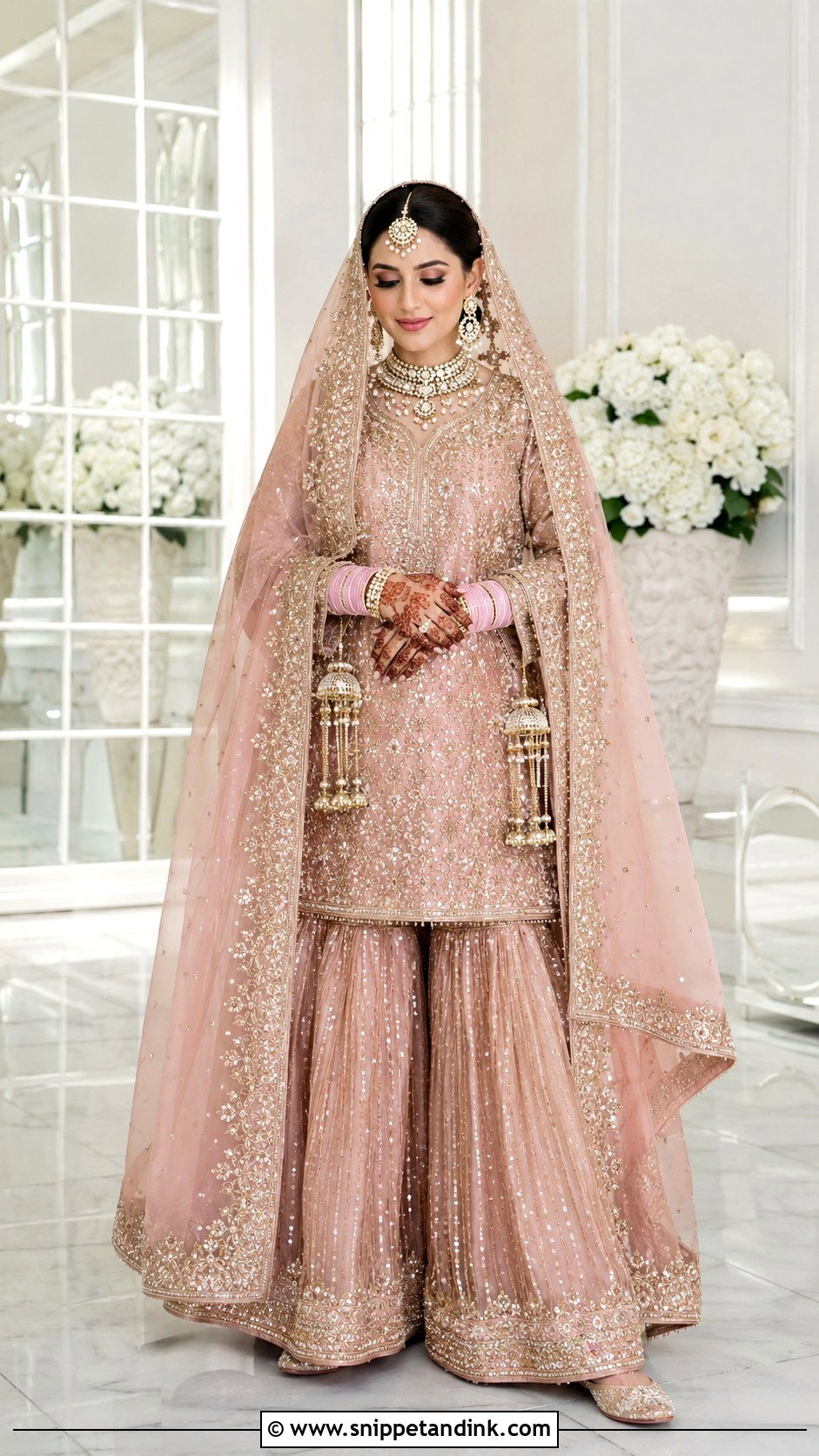 Rose Gold Punjabi Bridal Palazzo Suit - Snippet and Ink - 25 Punjabi Wedding Suit Bridal Sikh Bride Ideas