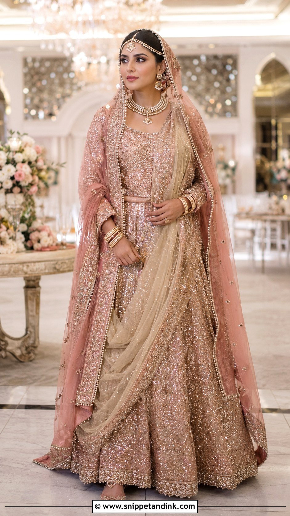 Rose Gold Sequin Barat Lehnga - Snippet and Ink - 20 Barat Lehnga Pakistani Bridal Ideas