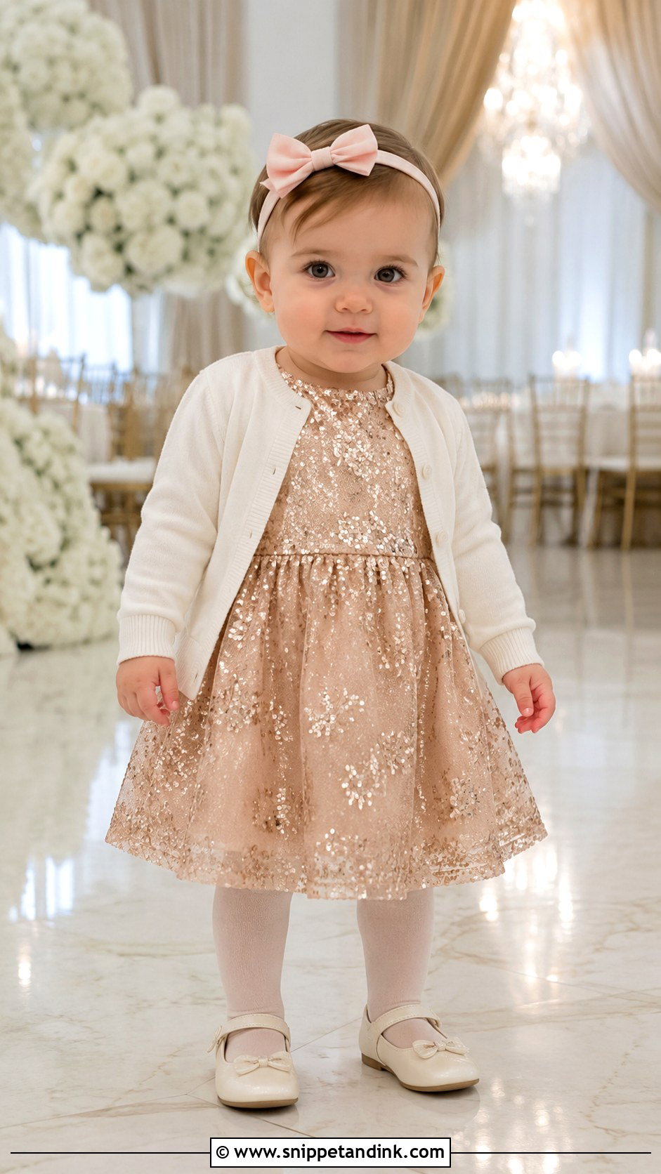 Rose Gold Sequin Wedding Baby Dress - Snippet and Ink - 20 Baby Dresses for Wedding