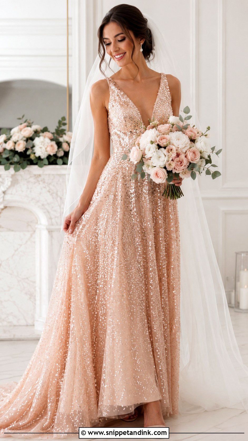 Rose Gold Sequin Wedding Dress - Snippet and Ink - 25 Sequin Wedding Dress Ideas