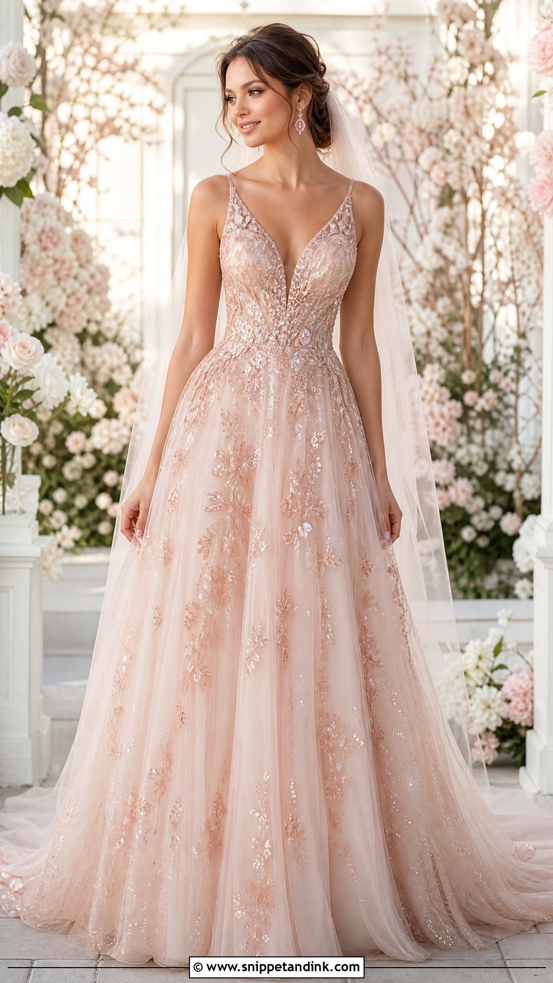 Rose Gold Shimmer Wedding Dress - Snippet and Ink - 20 Shimmer Wedding Dress Ideas