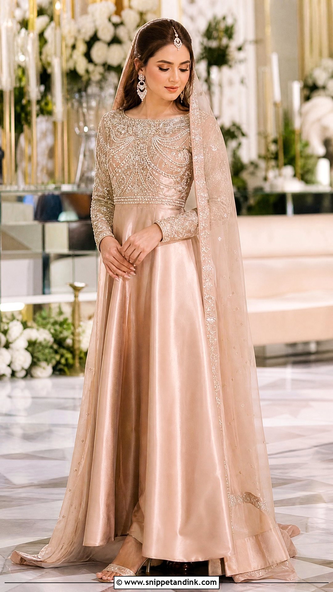 Rose Gold Silk Bridal Gown - Snippet and Ink - 20 Pakistani Silk Wedding Dress Ideas