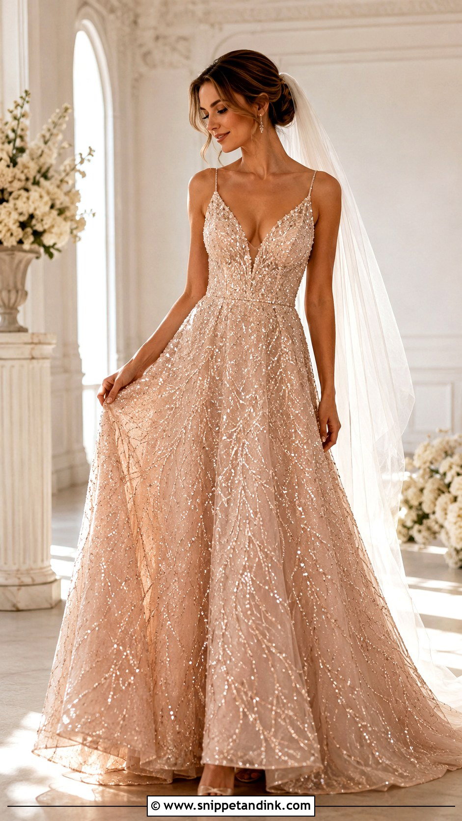 Rose Gold Sparkle Wedding Dress - Snippet and Ink - 20 Bling Sparkle Wedding Dresses