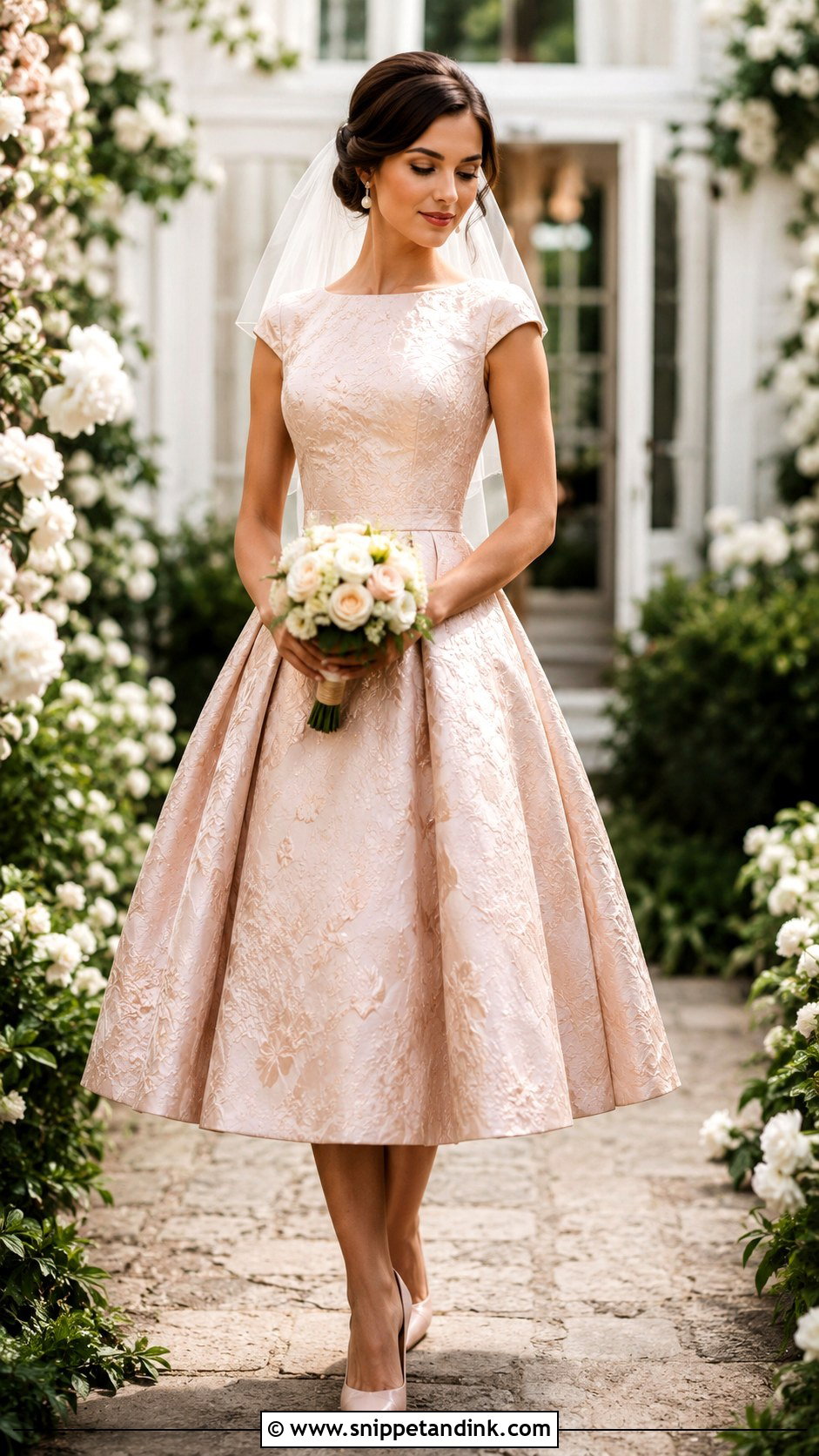 Rose Gold Tea Length Wedding Dress - Snippet and Ink - 25 Rose Gold Wedding Dress Ideas