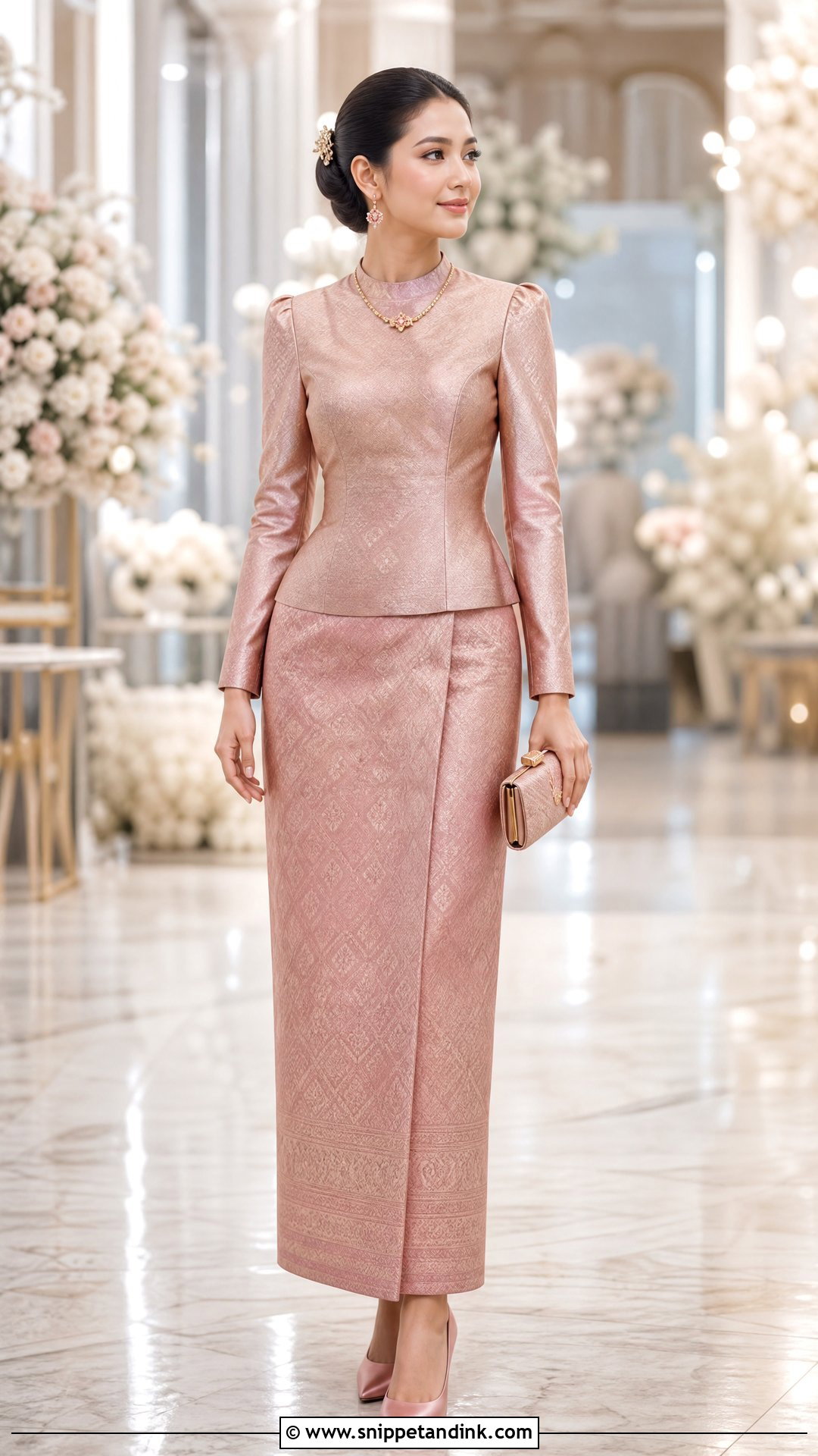 Rose Gold Thai Amarin Wedding Dress - Snippet and Ink - 20 Traditional Thai Wedding Dress Ideas