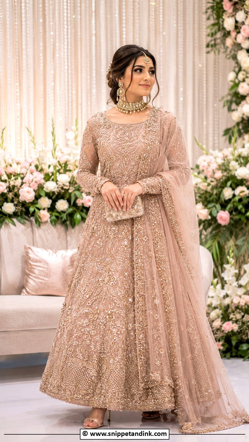 Rose Gold Valima Bridal Lehenga - Snippet and Ink - 30 Valima Bridal Dress Pakistan Ideas