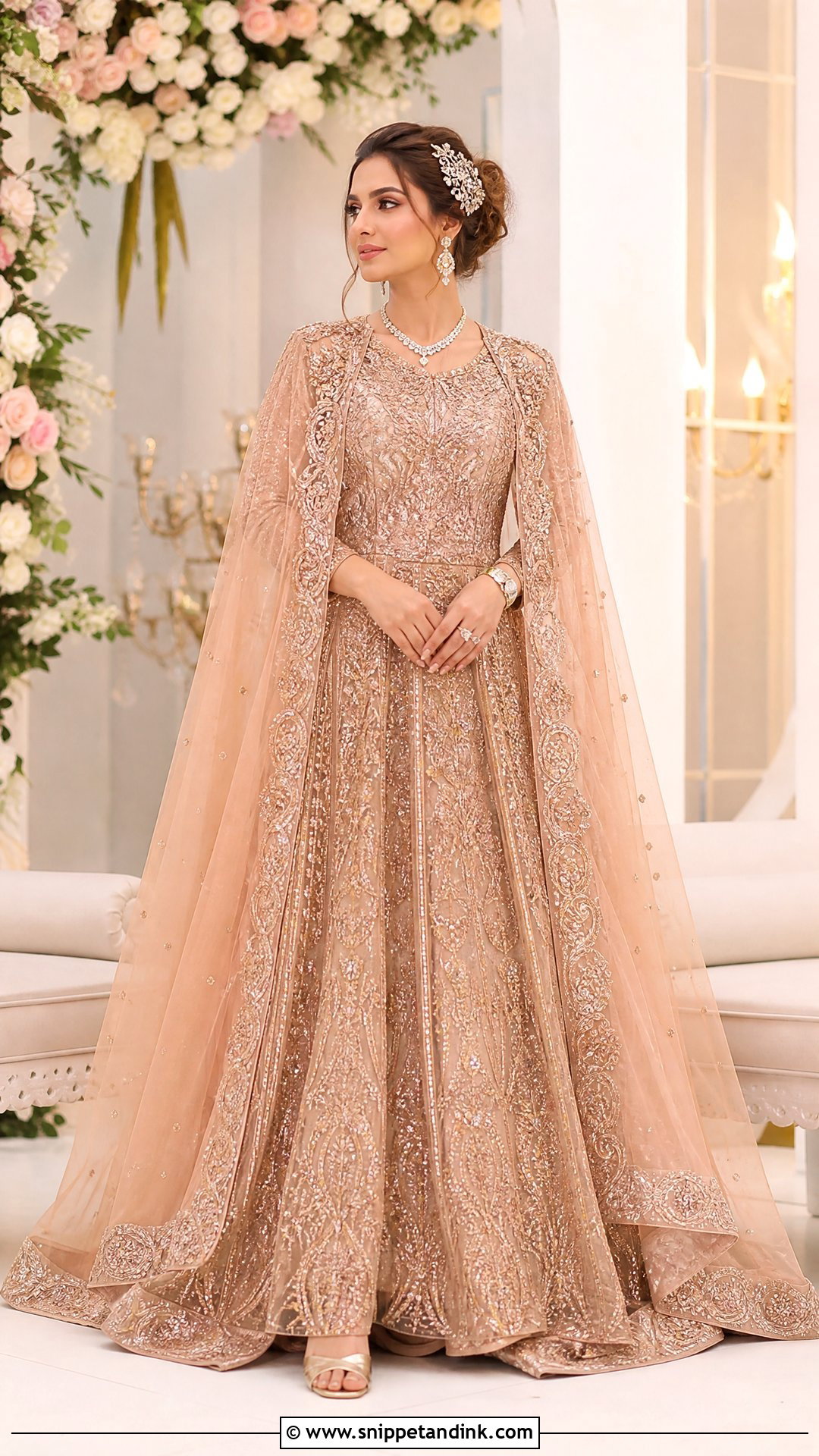 Rose Gold Waleema Dress With Bridal Gown - Snippet and Ink - 25 Waleema Dress Pakistani Bridal Ideas