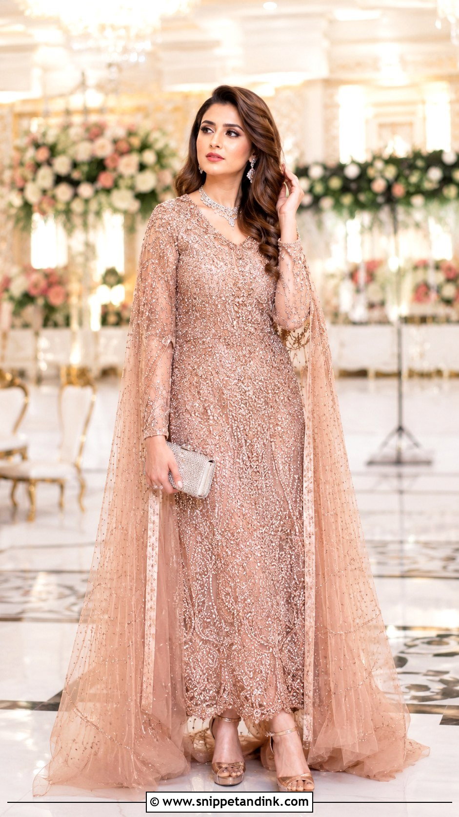 Rose Gold Walima Bridal Gown - Snippet and Ink - 30 Walima Bridal Look Ideas