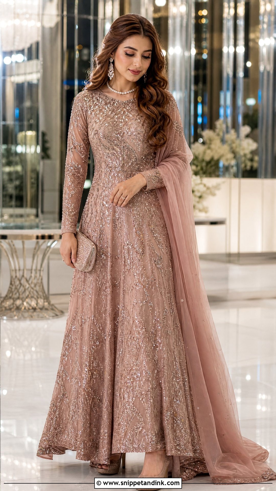 Rose Gold Walima Dress - Snippet and Ink - 20 Walima Dress Colours