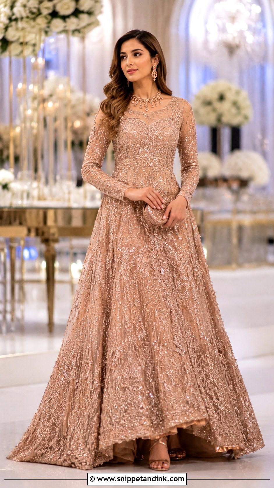 Rose Gold Walima Gown Dress - Snippet and Ink - 25 Walima Bride Dresses