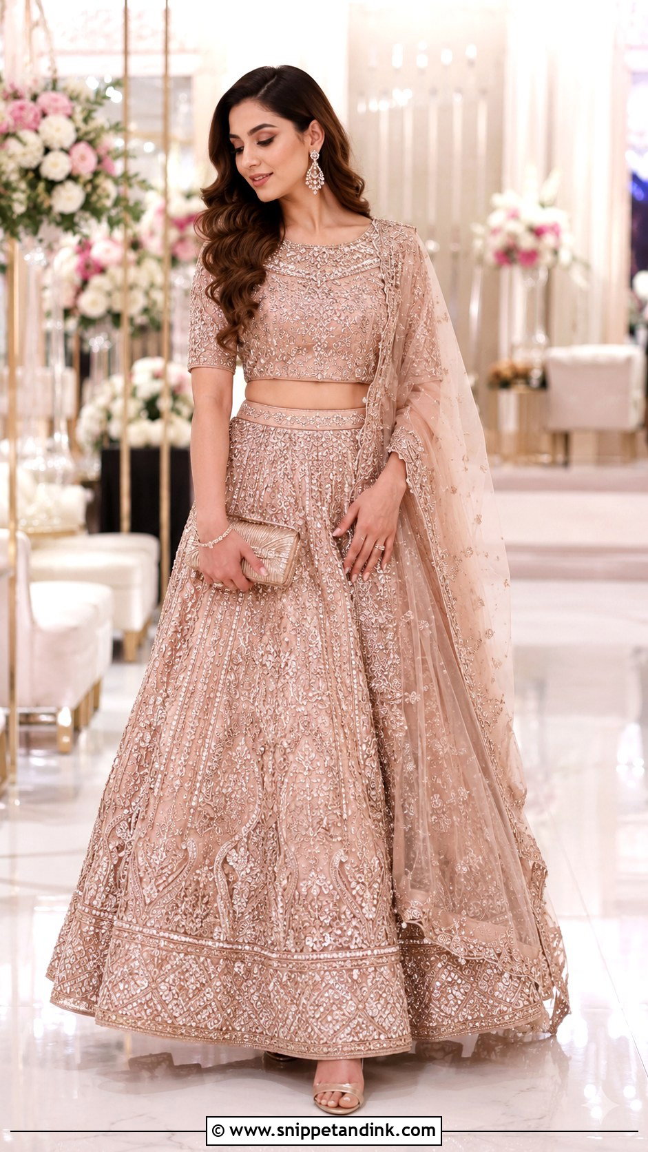 Rose Gold Walima Lehenga - Snippet and Ink - 25 Walima Outfit Ideas