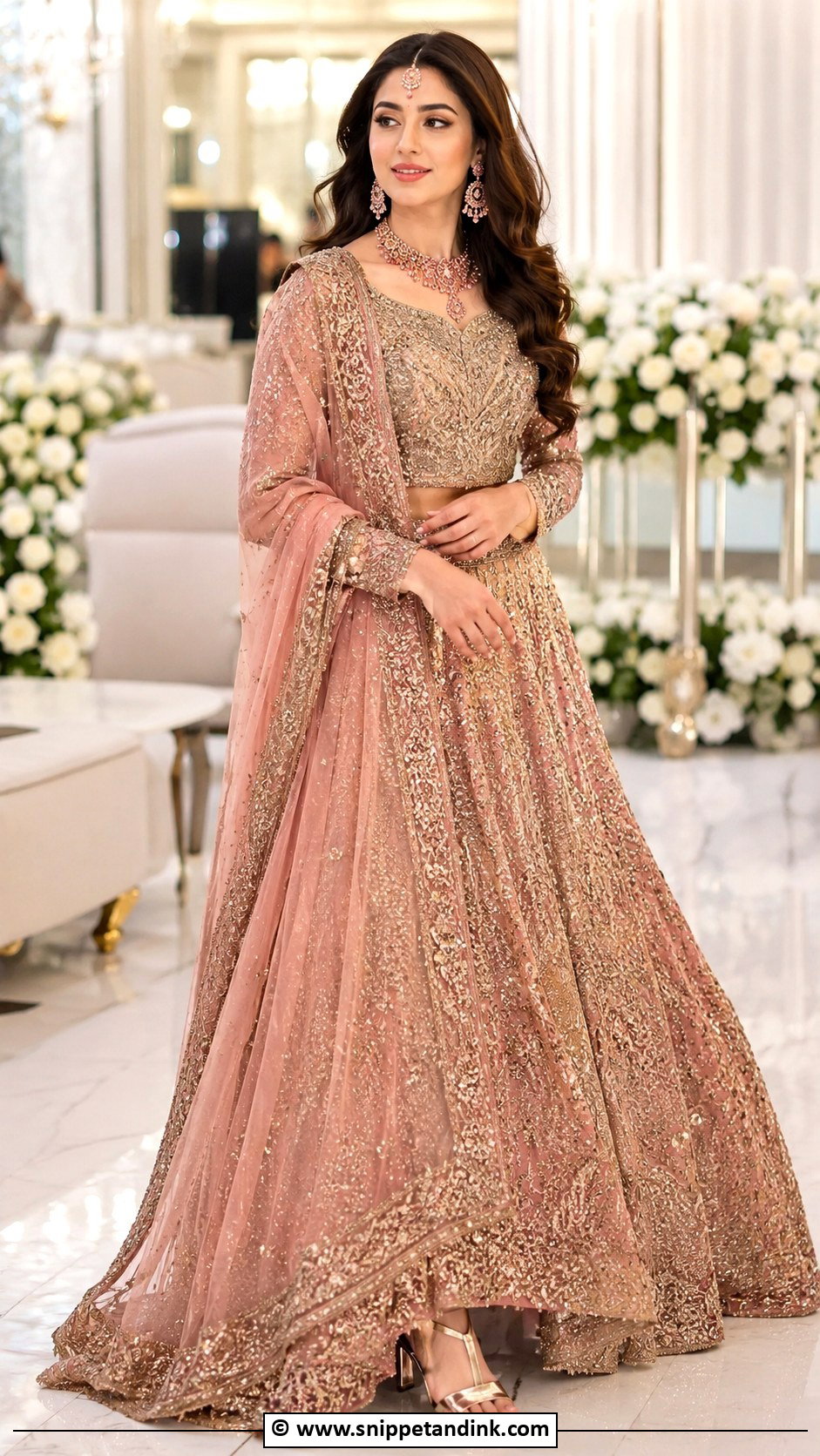 Rose Gold Walima Lehenga - Snippet and Ink - 35 Walima Dresses Pakistani Brides