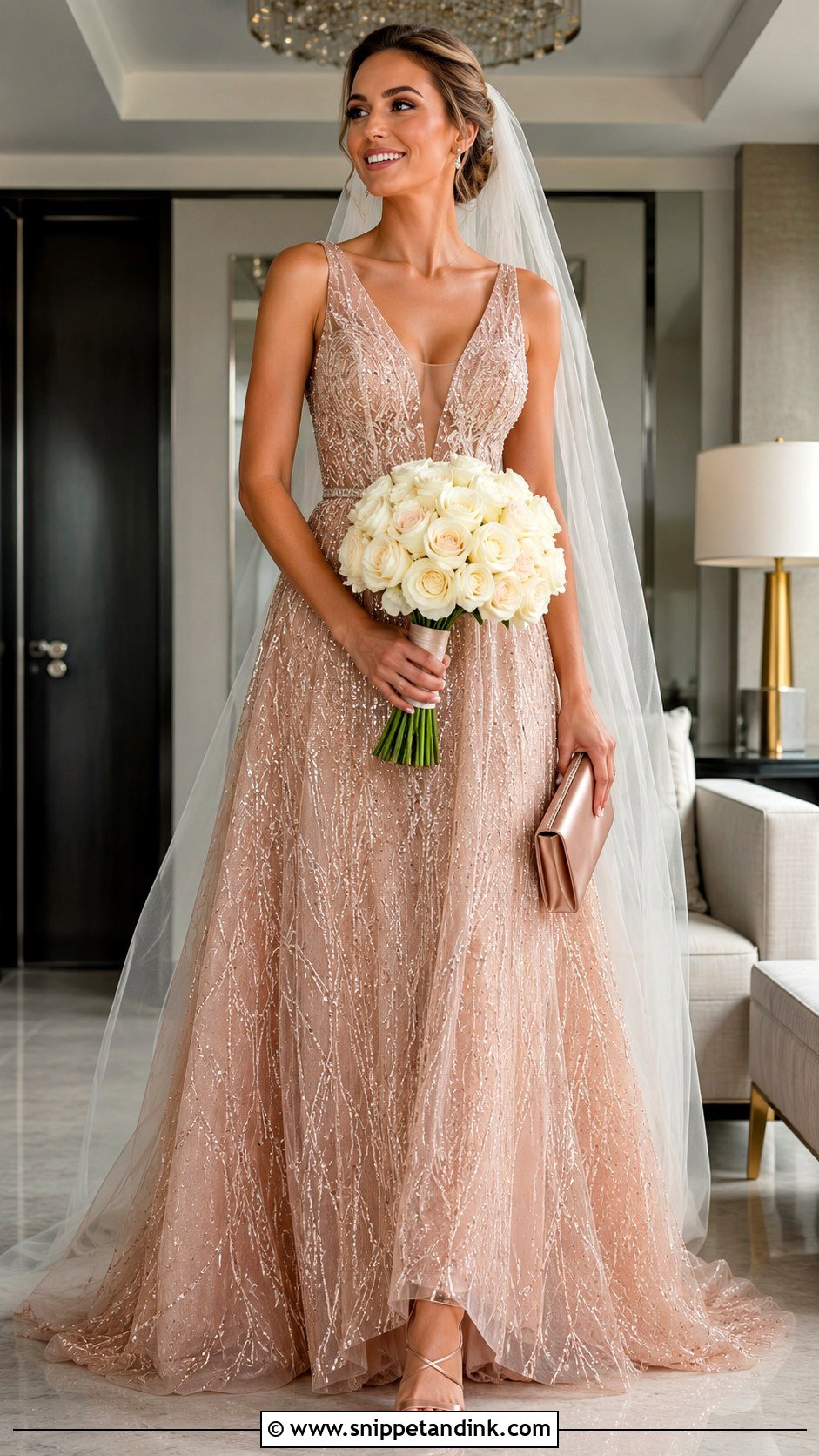 Rose Gold Wedding Dress - Snippet and Ink - 20 Colour Wedding Dress Ideas