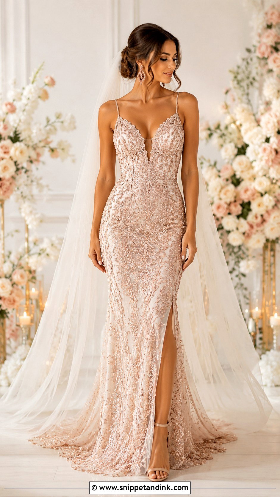 Rose Gold Wedding Gown - Snippet and Ink - 25 Colored Wedding Gowns