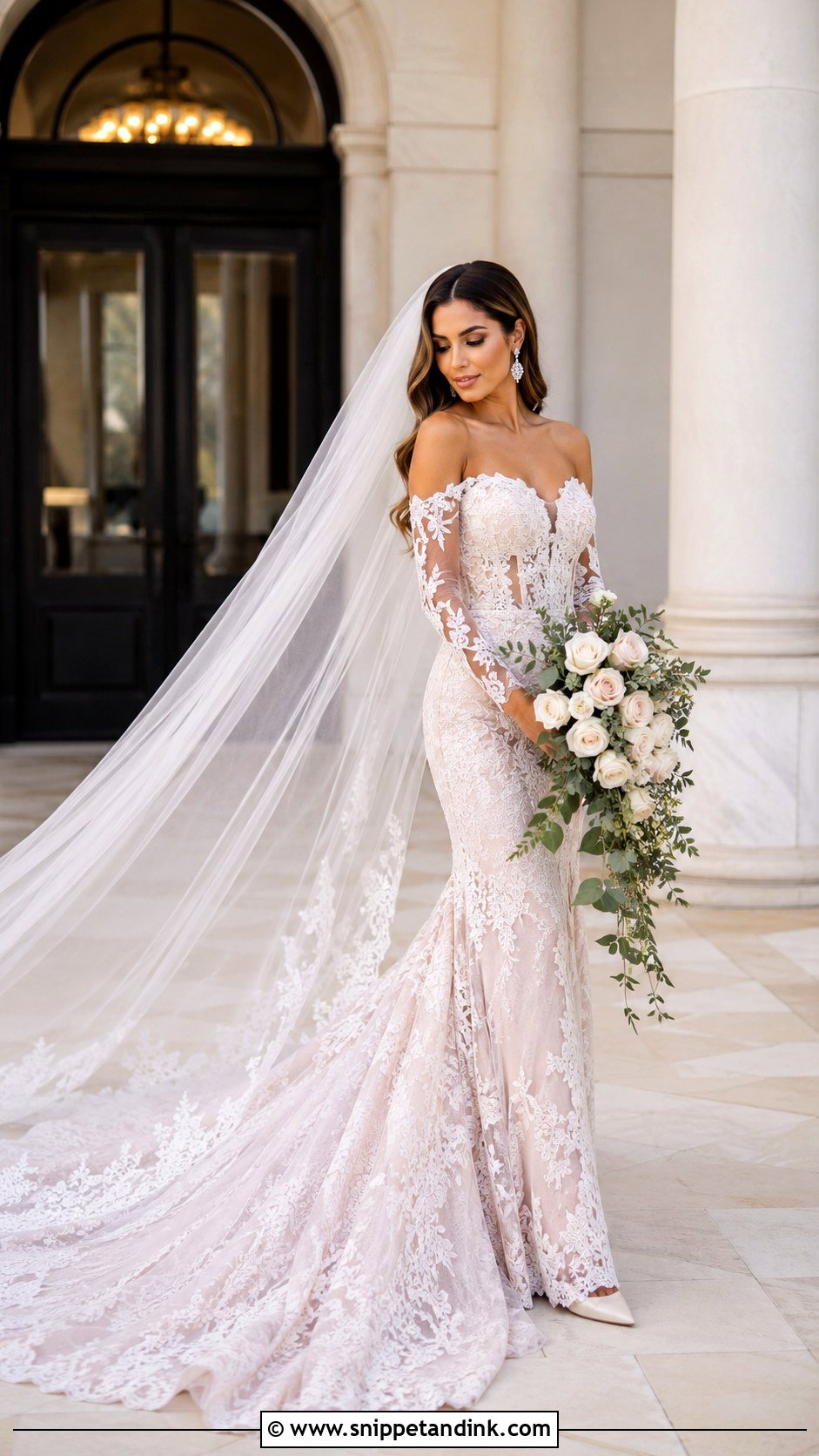 Rose Mermaid Wedding Dress With Long Train - Snippet and Ink - 25 Rose Wedding Dress Ideas