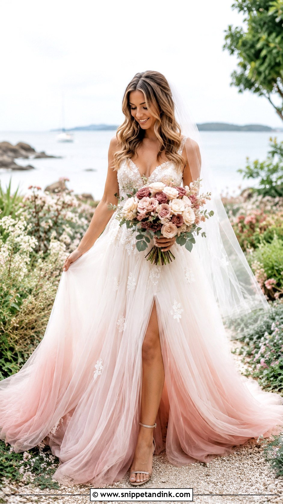 Rose Ombre Wedding Dress With Soft Waves - Snippet and Ink - 25 Rose Wedding Dress Ideas