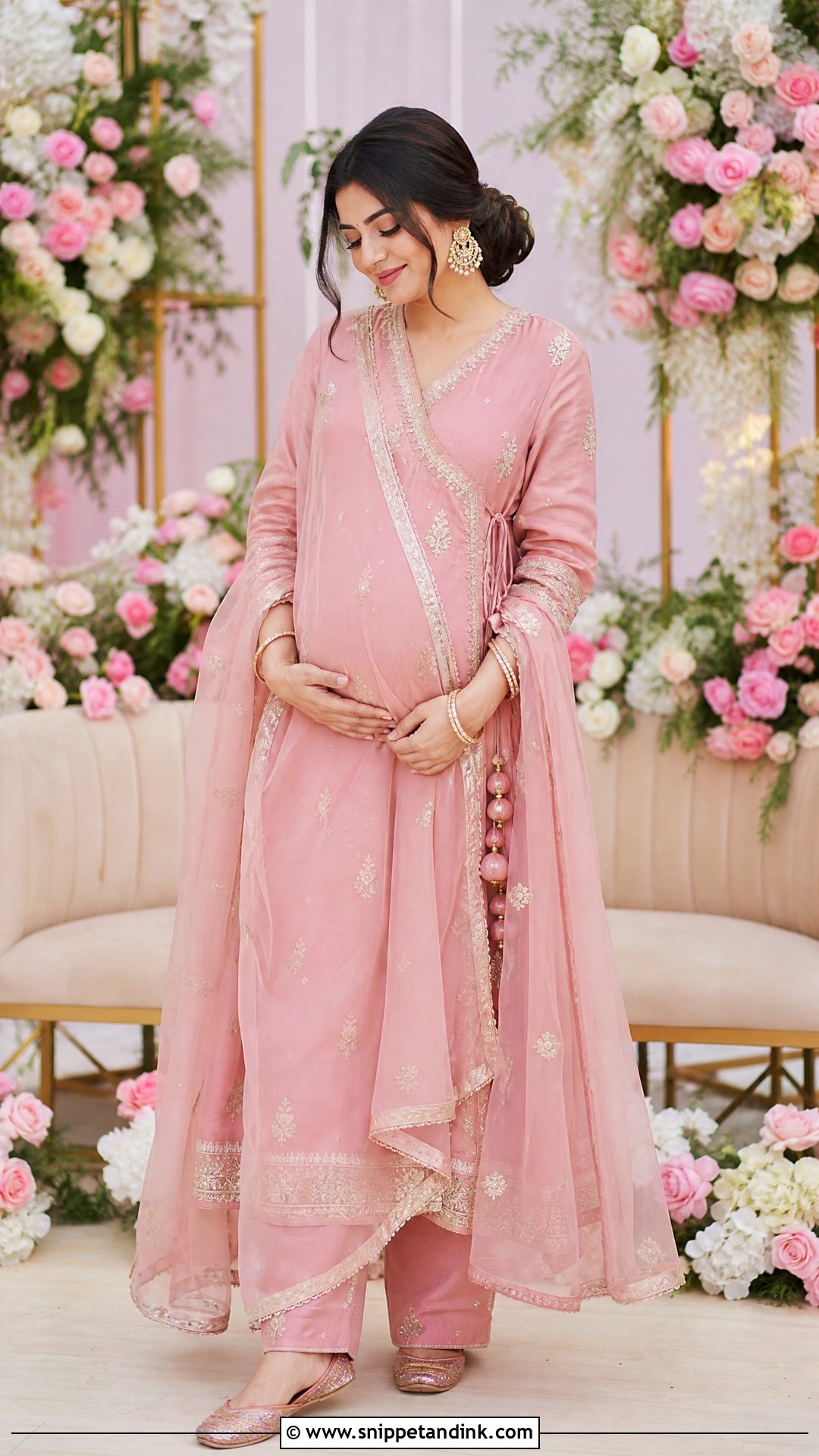 Rose Pink Angrakha Godbharai Look - Snippet and Ink - 25 Godbharai Look Ideas