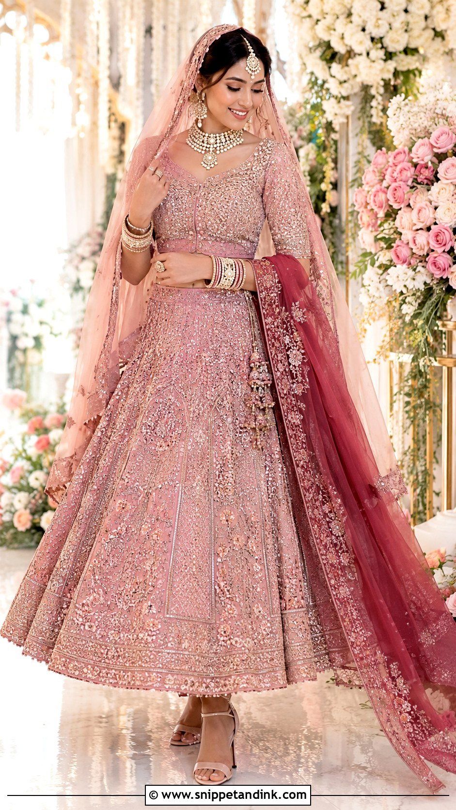 Rose Pink Lehenga Barat Dress - Snippet and Ink - 20 Barat Dress for Bride Ideas