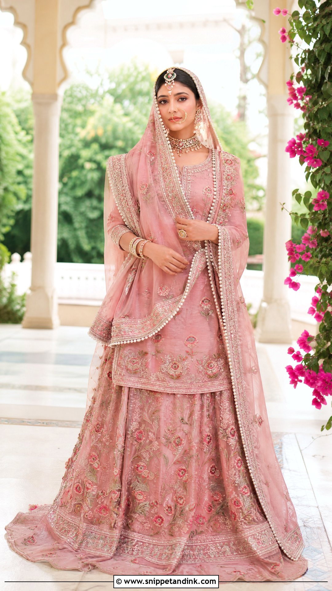 Rose Pink Pearl Rajputani Bridal Poshak - Snippet and Ink - 20 Rajputani Poshak for Bride Ideas