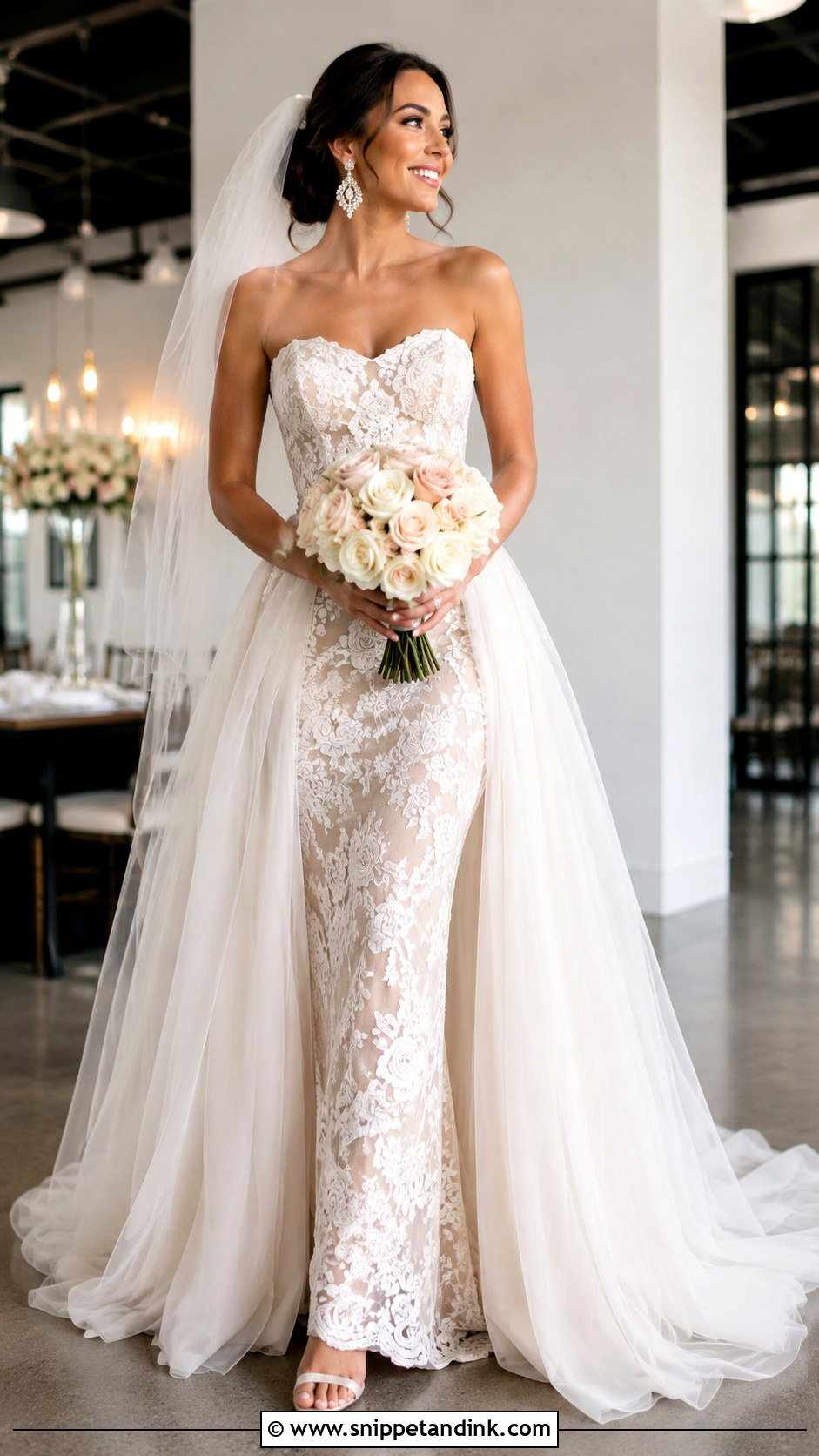 Rose Wedding Dress With Detachable Overskirt - Snippet and Ink - 25 Rose Wedding Dress Ideas