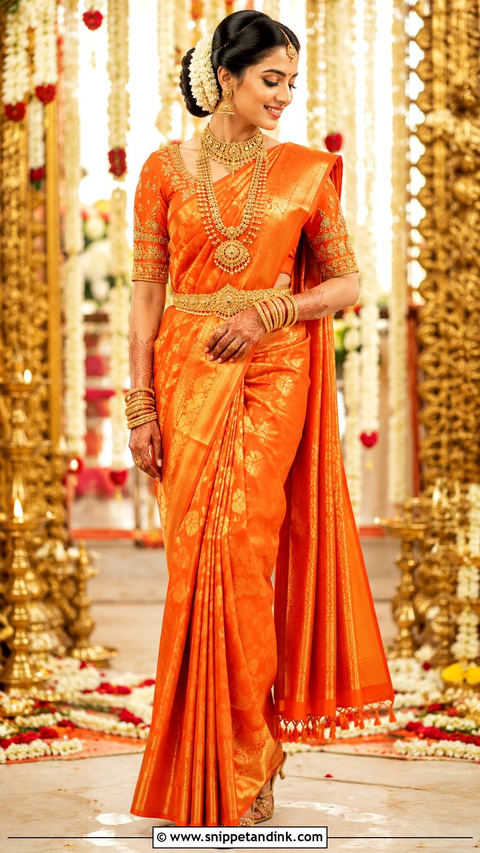 Round Neck Blouse With Bridal Saree - Snippet and Ink - 25 Traditional Blouse Designs Weddings