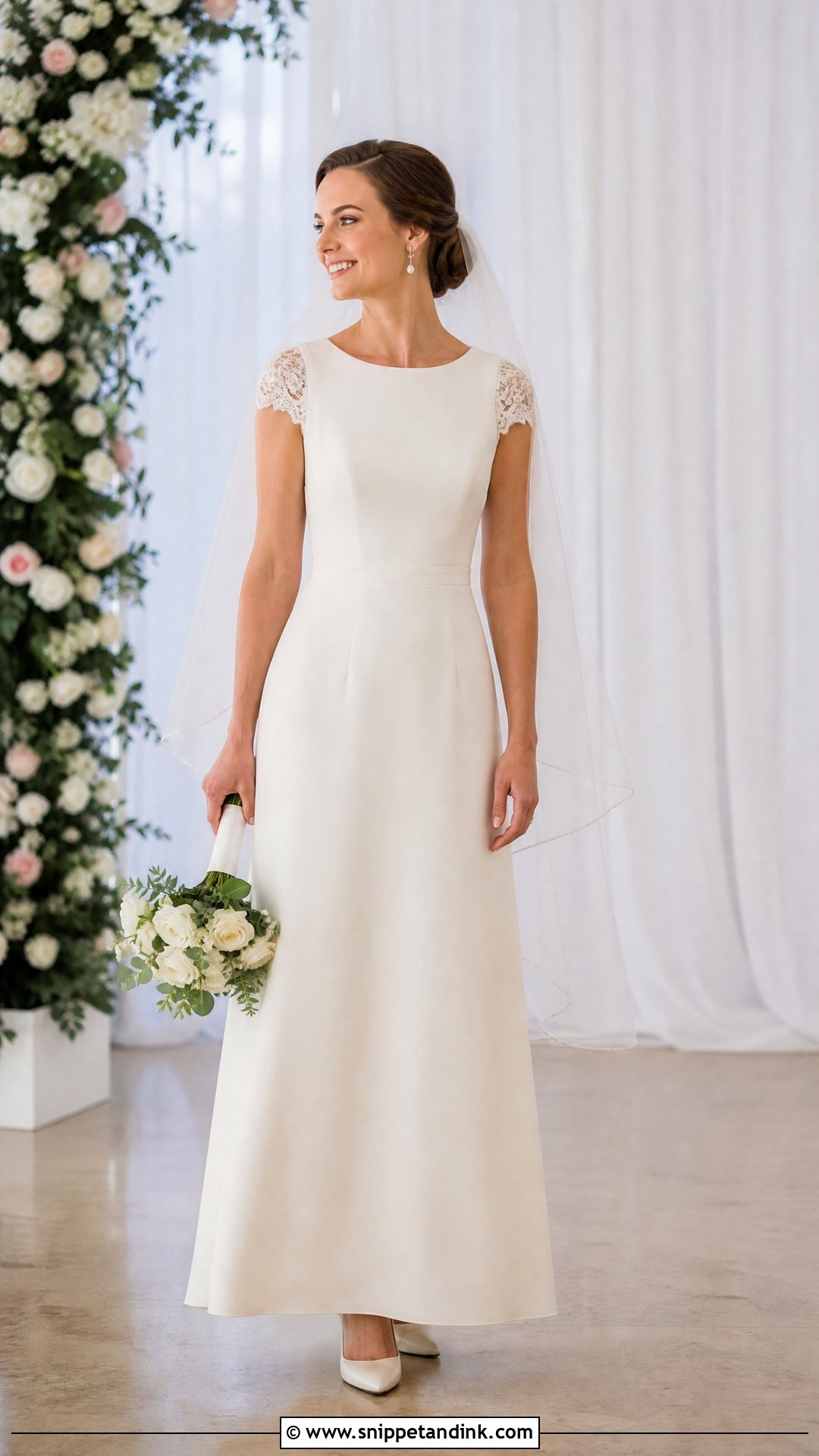 Round Neck Cap Sleeve Wedding Dress - Snippet and Ink - 20 Round Neck Wedding Dress Ideas