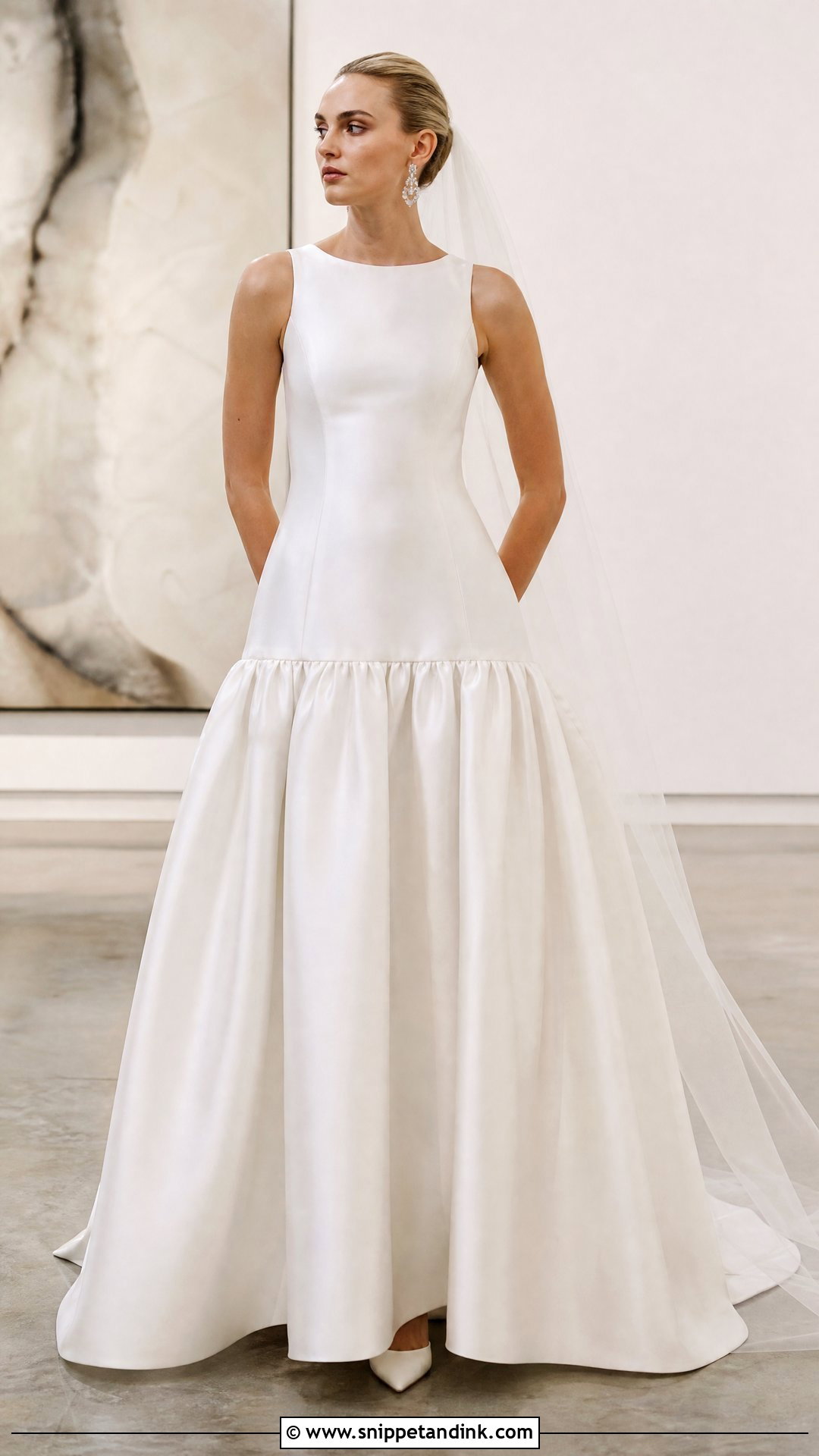 Round Neck Drop Waist Wedding Dress - Snippet and Ink - 20 Round Neck Wedding Dress Ideas