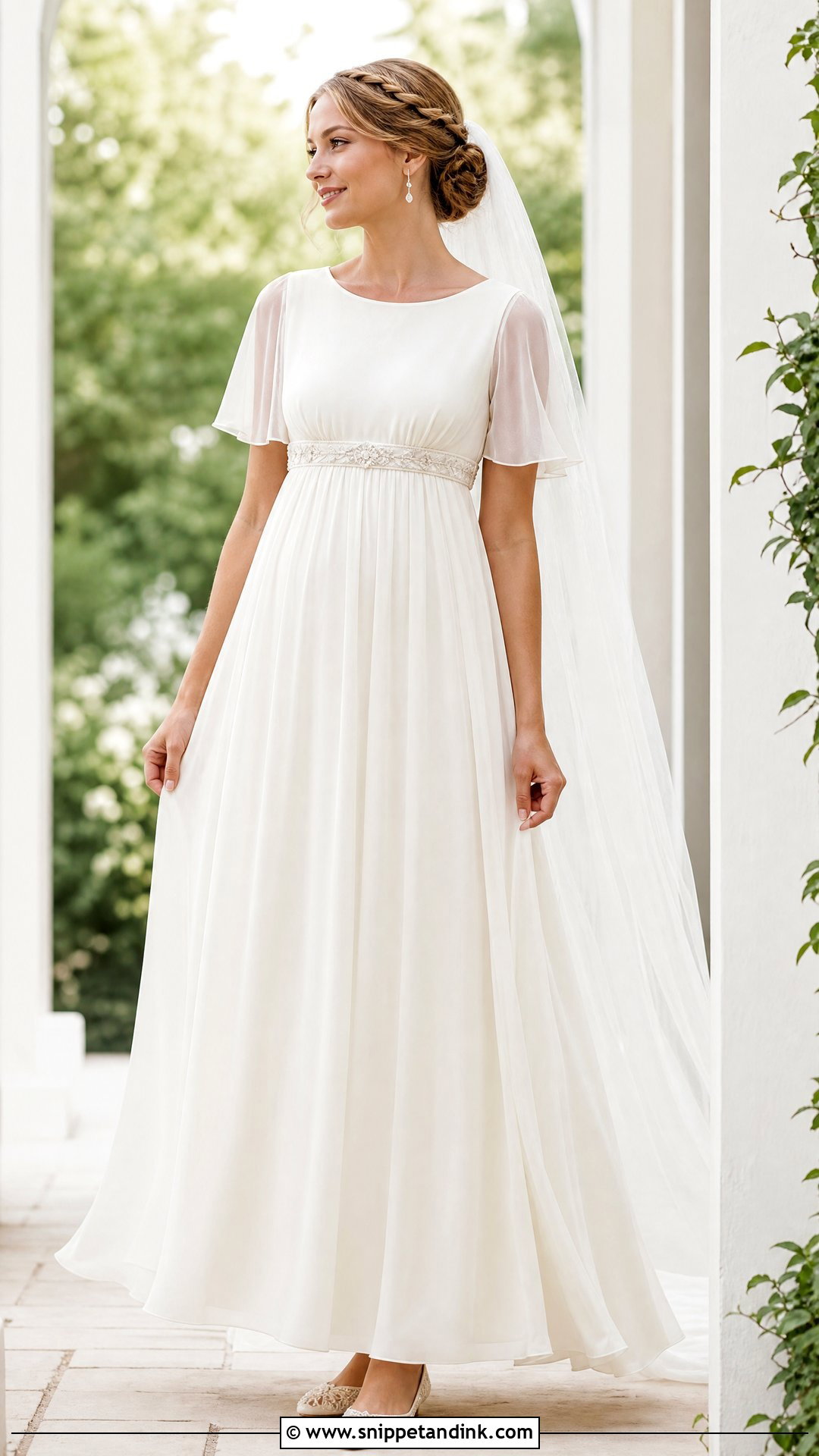 Round Neck Empire Waist Wedding Dress - Snippet and Ink - 20 Round Neck Wedding Dress Ideas
