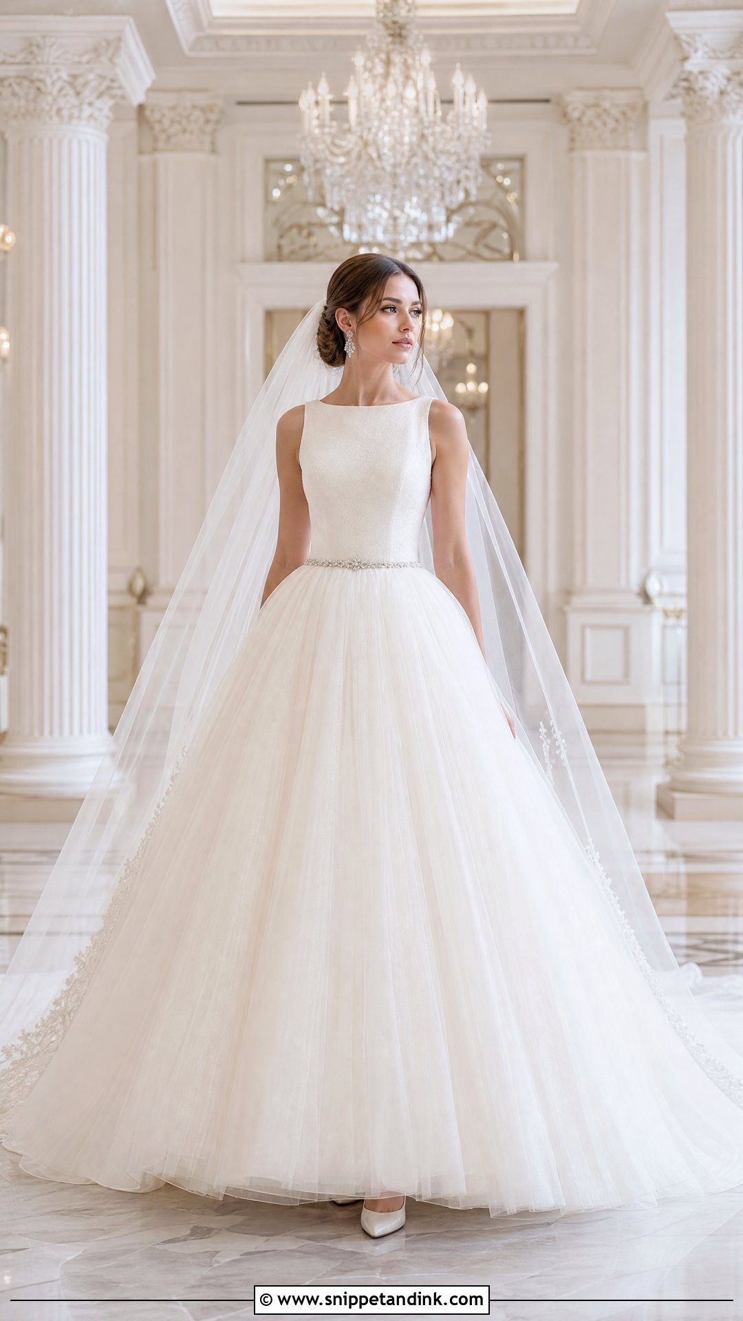 Round Neck Princess Ball Gown Wedding Dress - Snippet and Ink - 20 Round Neck Wedding Dress Ideas