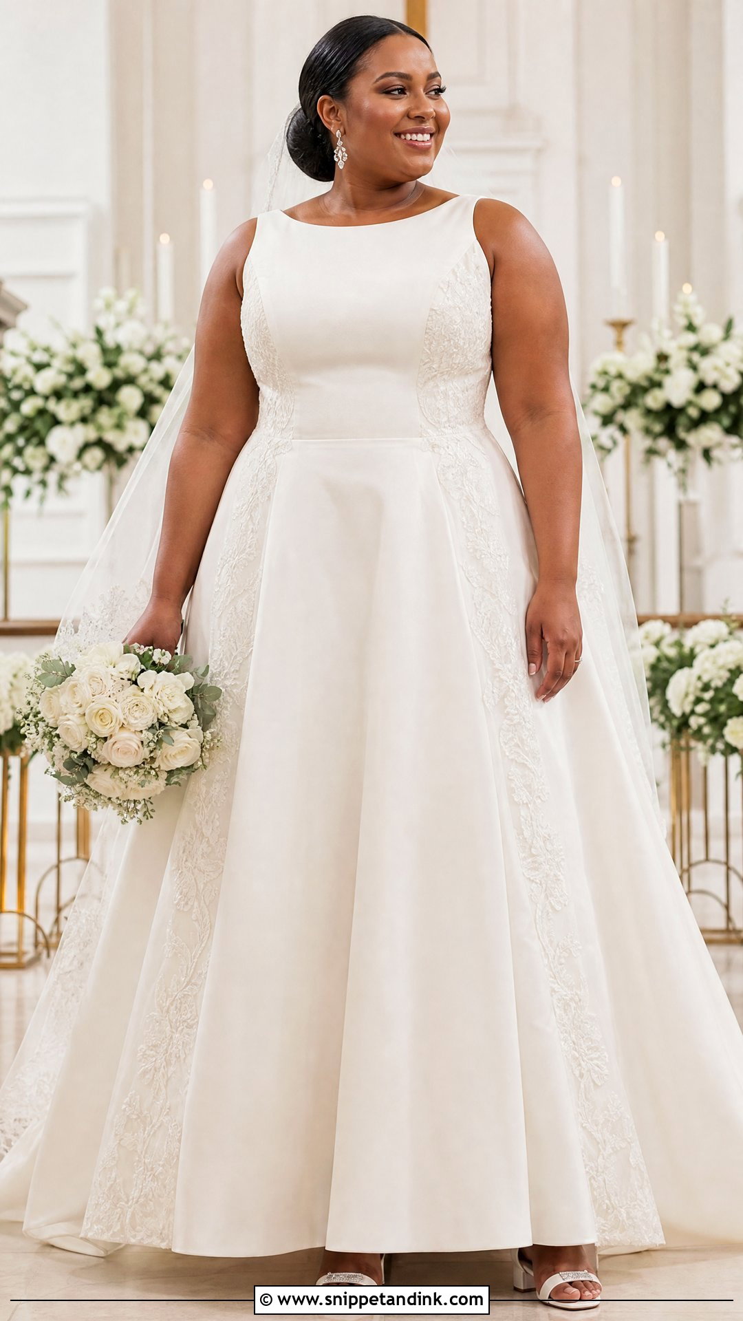 Round Neck Structured Plus Size Wedding Dress - Snippet and Ink - 20 Round Neck Wedding Dress Ideas