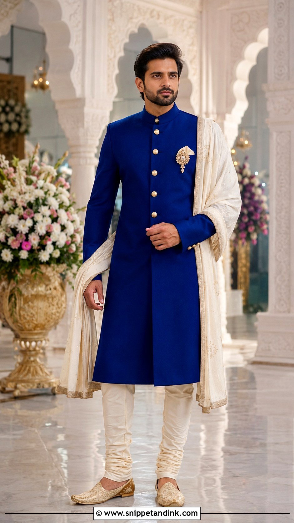 Royal Blue Achkan Brother Wedding Outfit - Snippet and Ink - 20 Brother Outfit for Sister Wedding Ideas