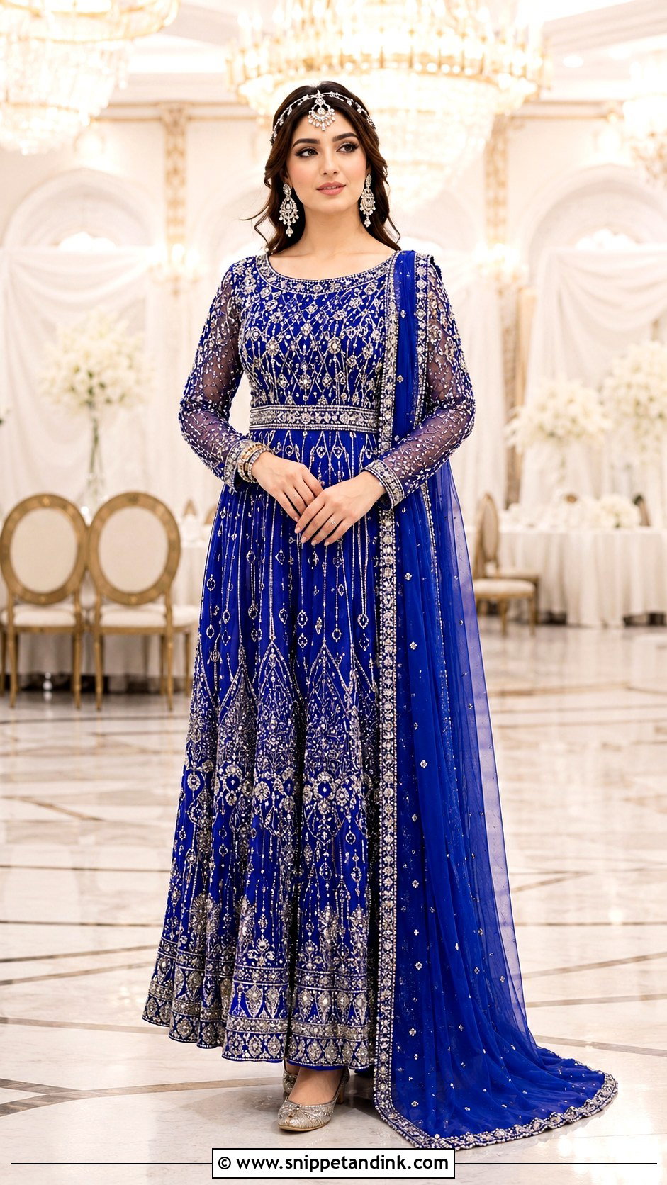 Royal Blue Afghani Wedding Dress With Silver Beading - Snippet and Ink - 20 Afghani Wedding Dress Ideas