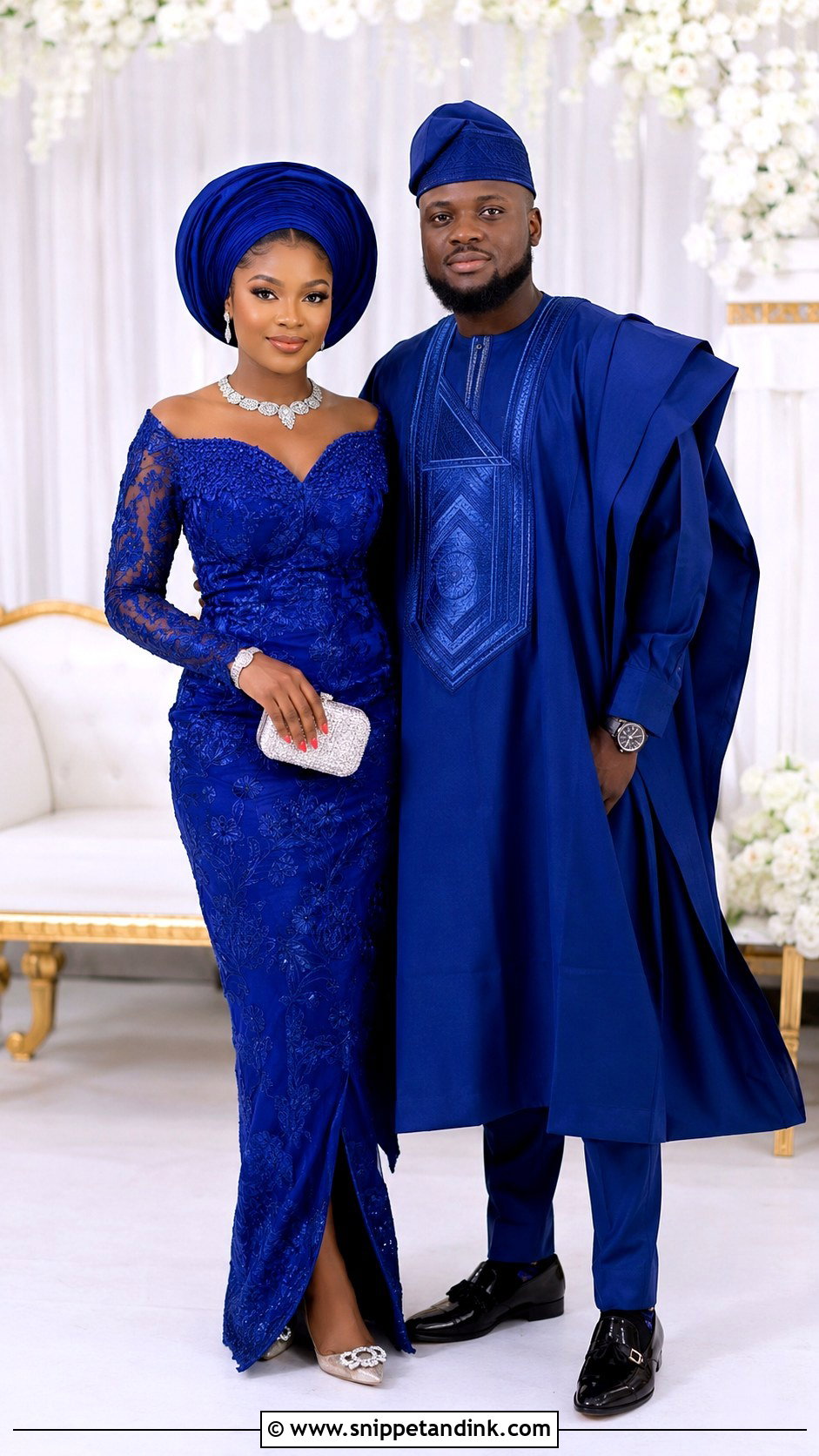 Royal Blue African Couple Wedding Outfit - Snippet and Ink - 25 Matching African Couple Outfits Wedding